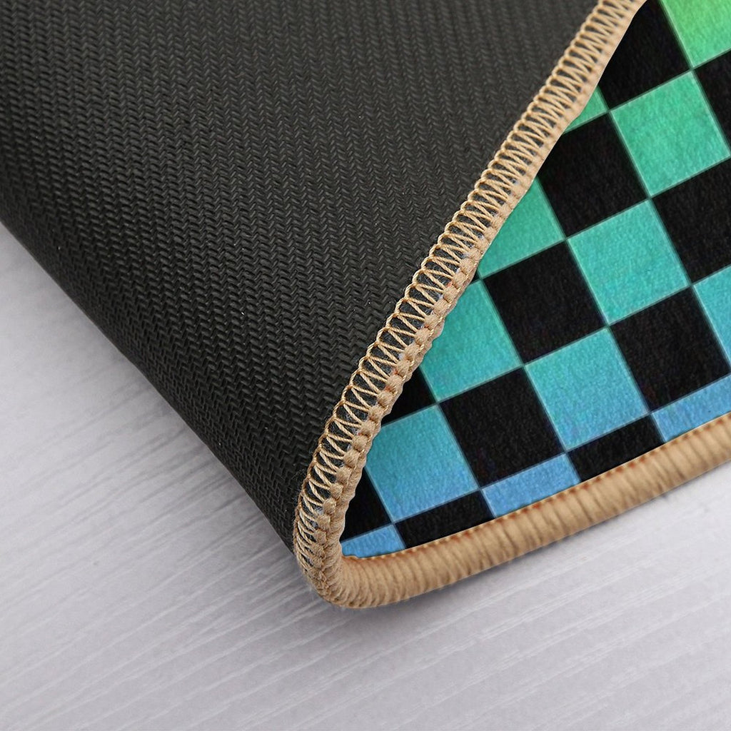 Rainbow And Black Checkerboard  Dirt-Trapping Bath Mat