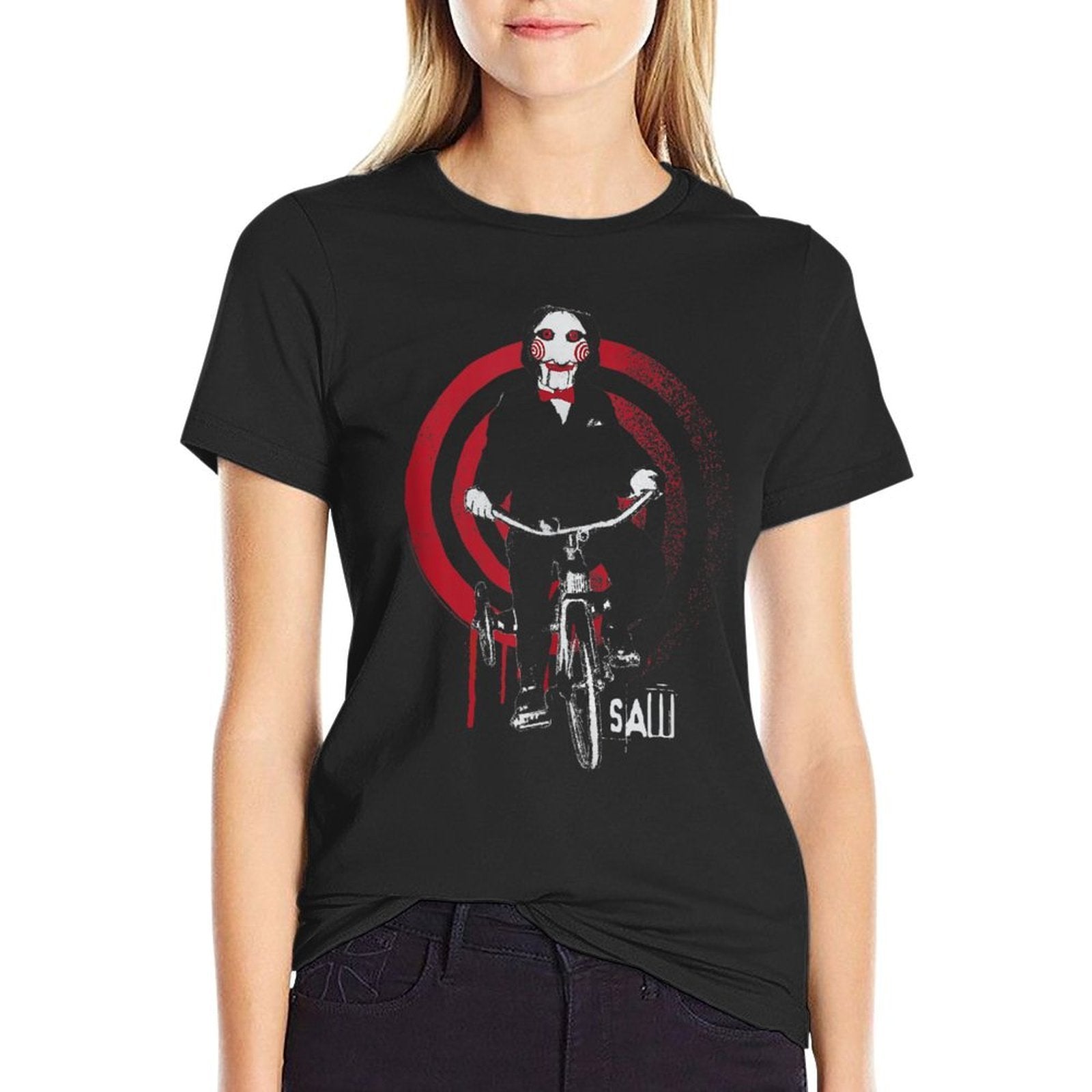 Saw Jigsaw on Bike  Oversized Silhouette T-Shirt