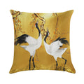 Golden Cranes Japanese Art Soft Fade-Resistant Throw Pillow