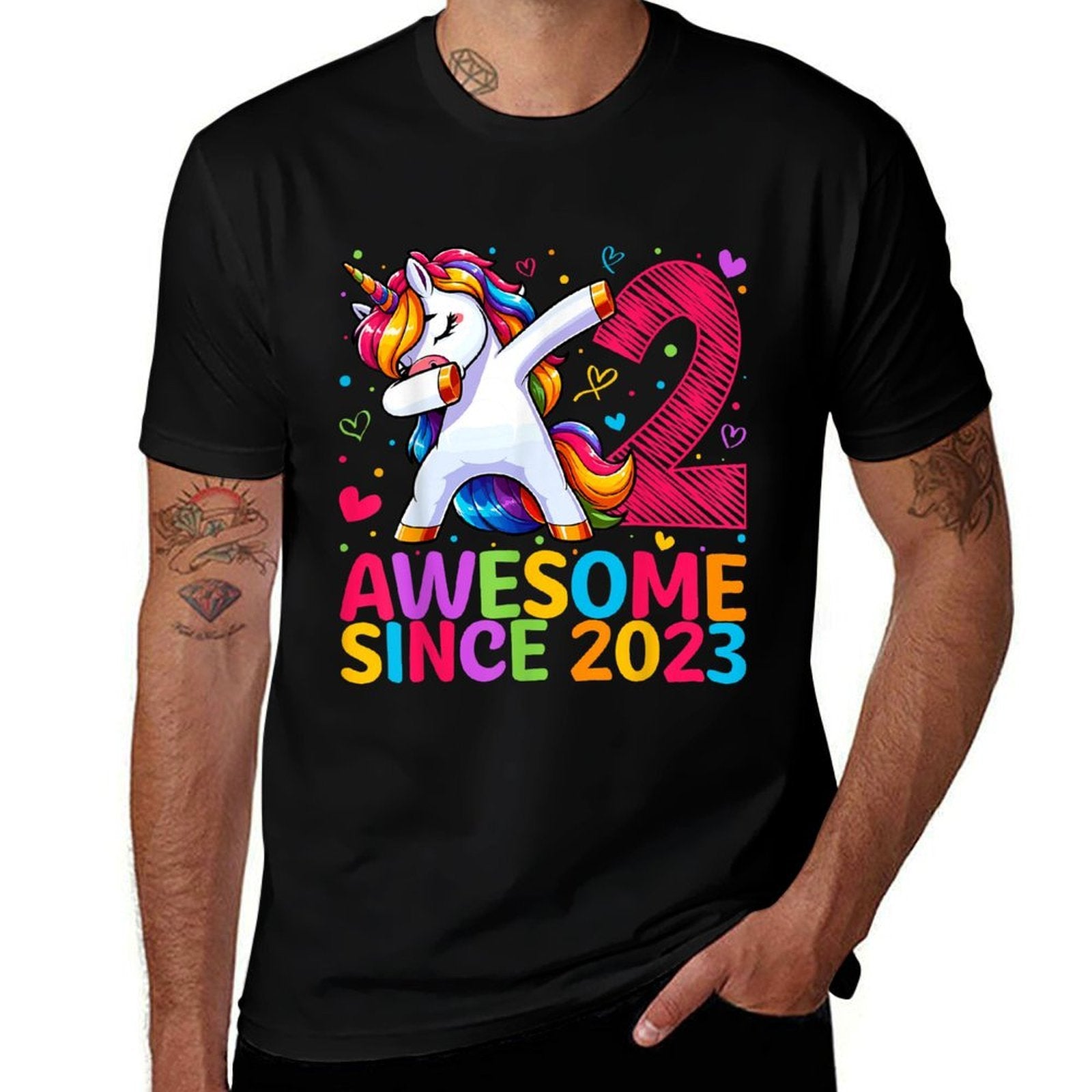 2 Year Old Unicorn Dabbing 2nd Birthday Girl Party  Breathable T-Shirt