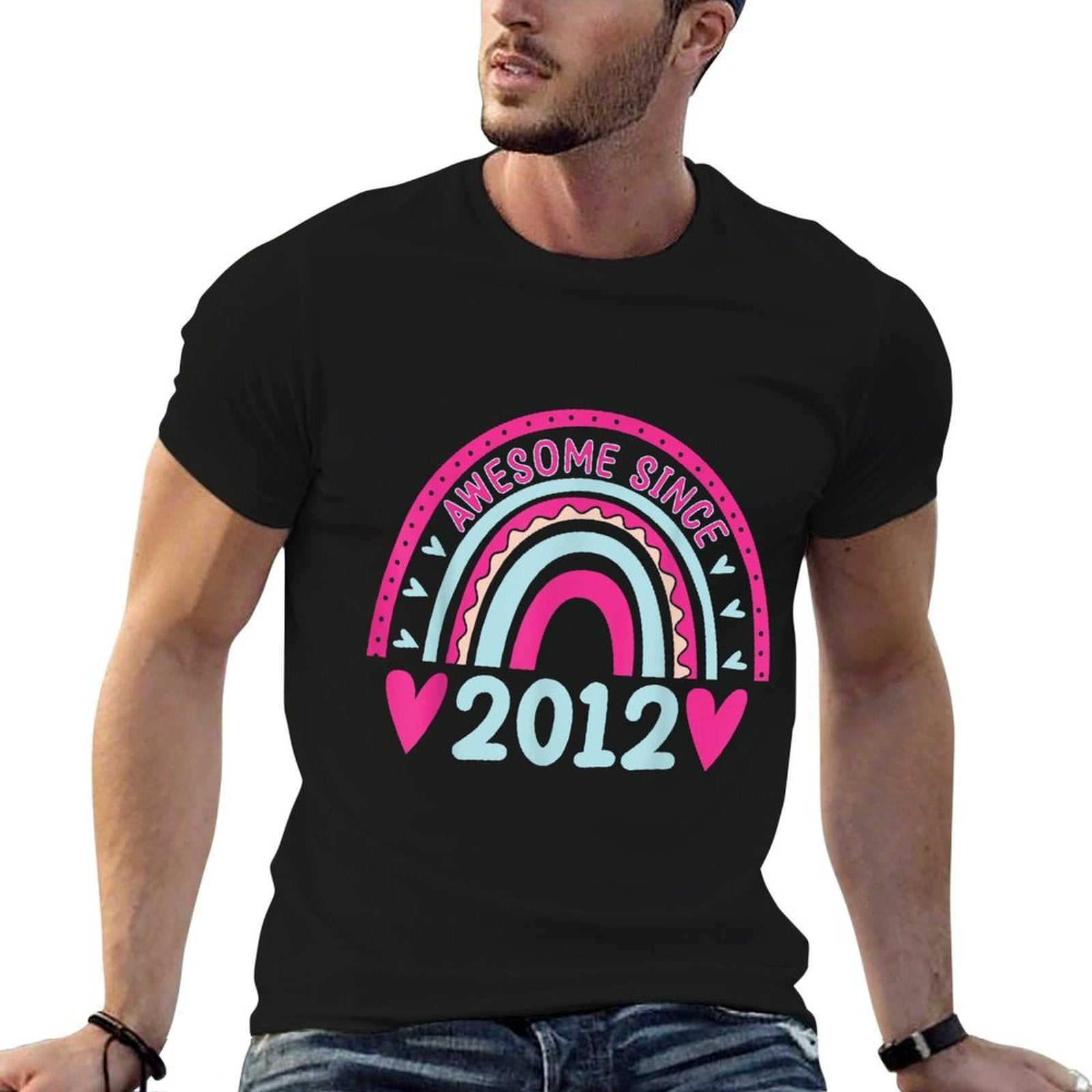 Awesome Since 2012! 11th Birthday Eleven Years Old  Rolled Sleeves T-Shirt