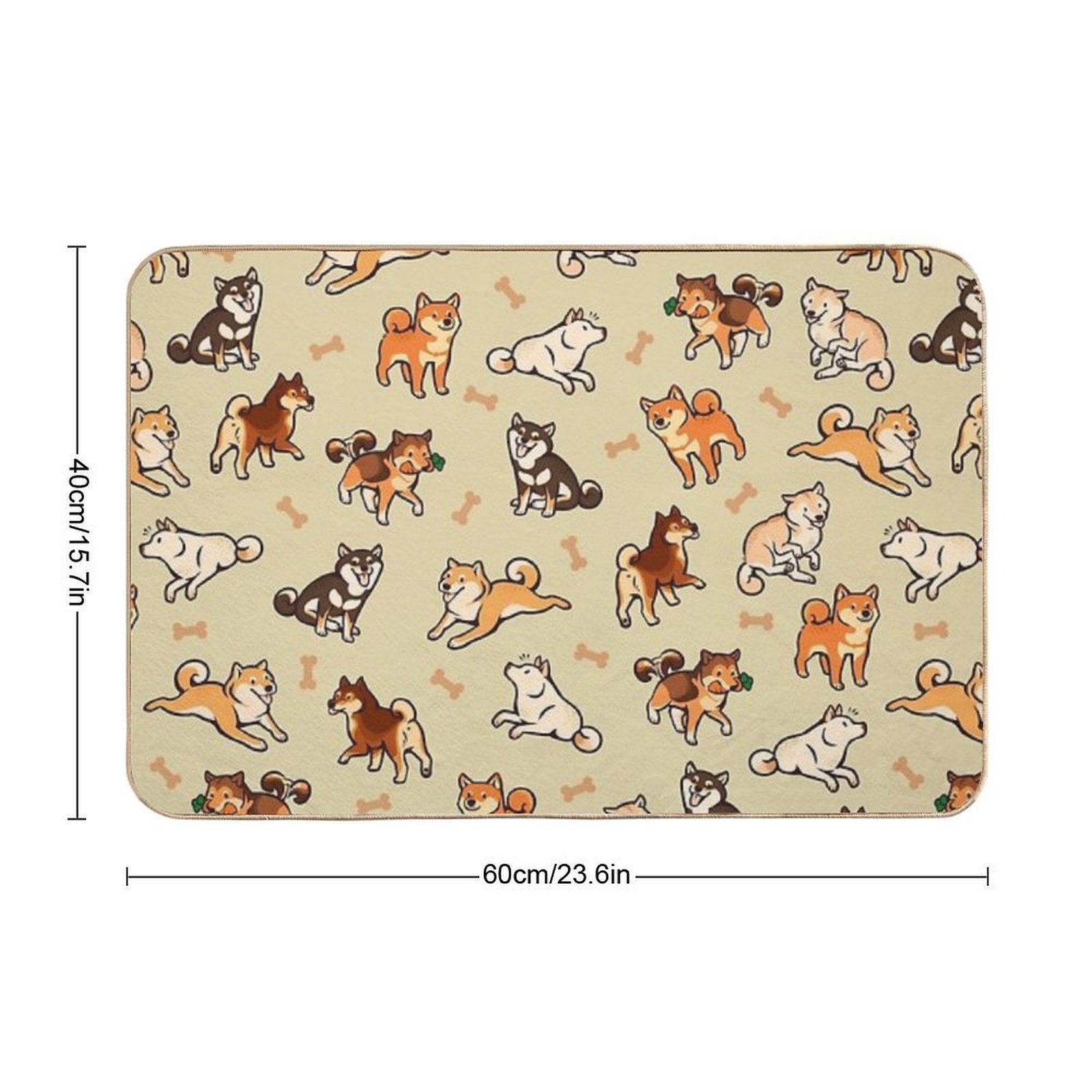 Shibes in Cream  Repositionable Bath Mat