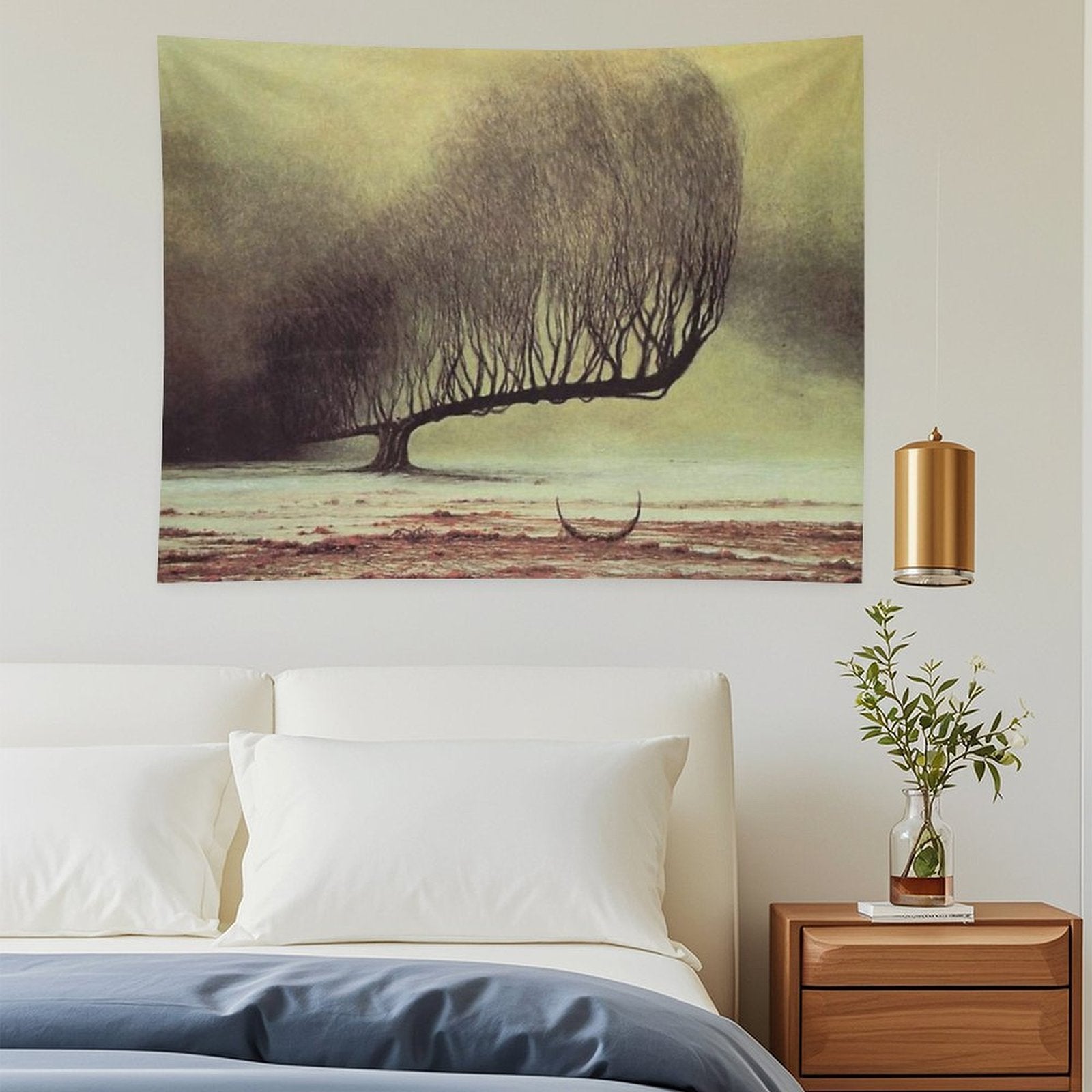 Untitled (Lone Tree), by Zdzisław Beksiński Tapestry