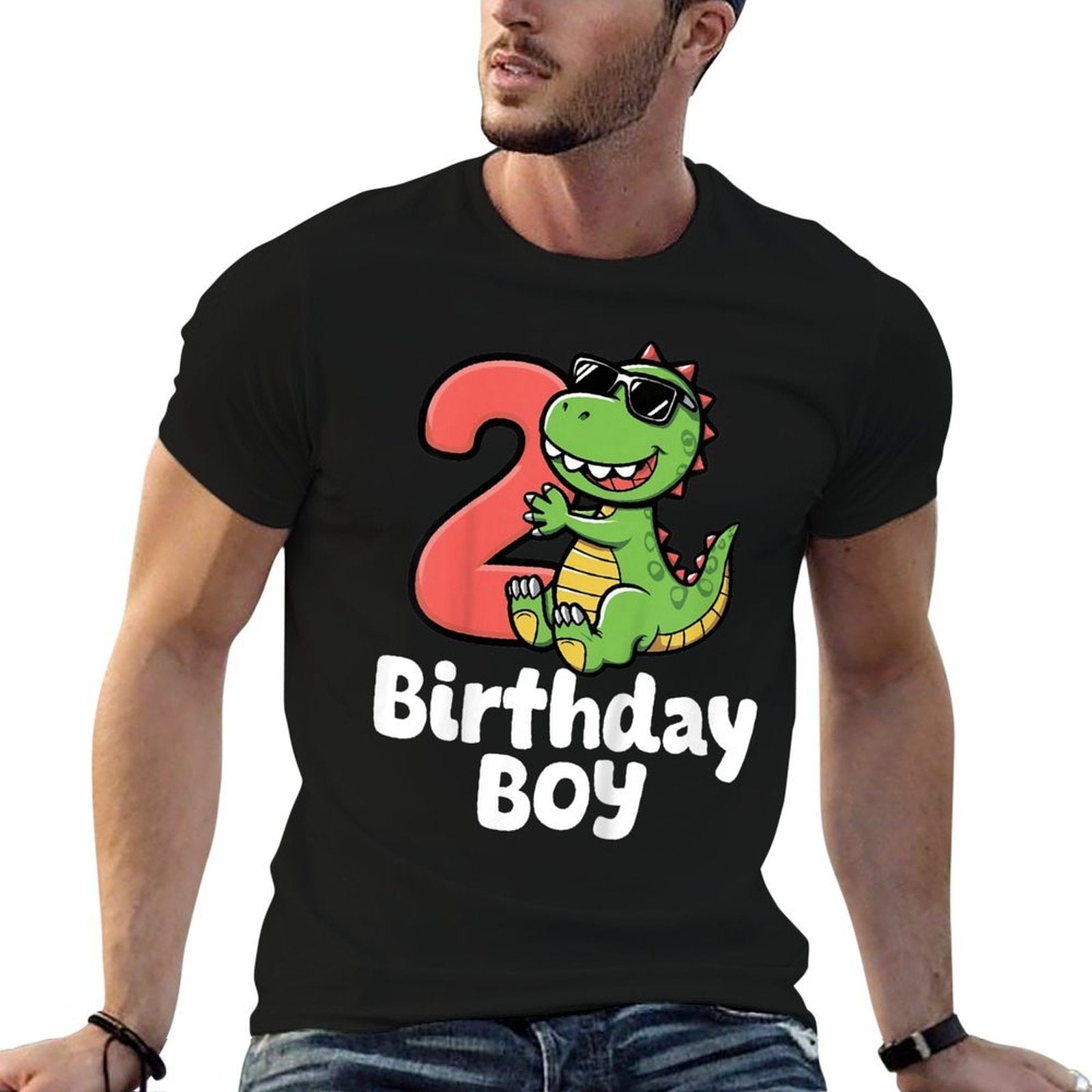 Kids Birthday Boy T-Rex 2 Years Old 2nd Birthday Party Dinosaur  Soft T-Shirt