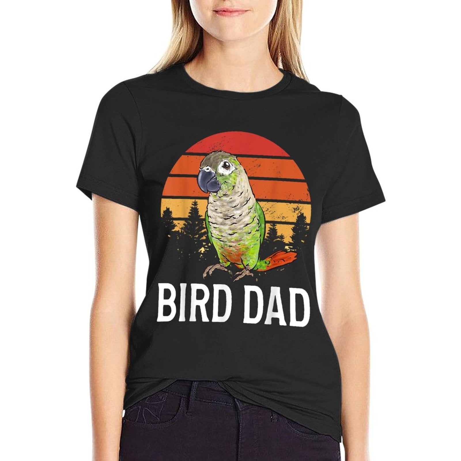 Green Cheek Conure Parrot Bird Dad  Rolled Sleeves T-Shirt