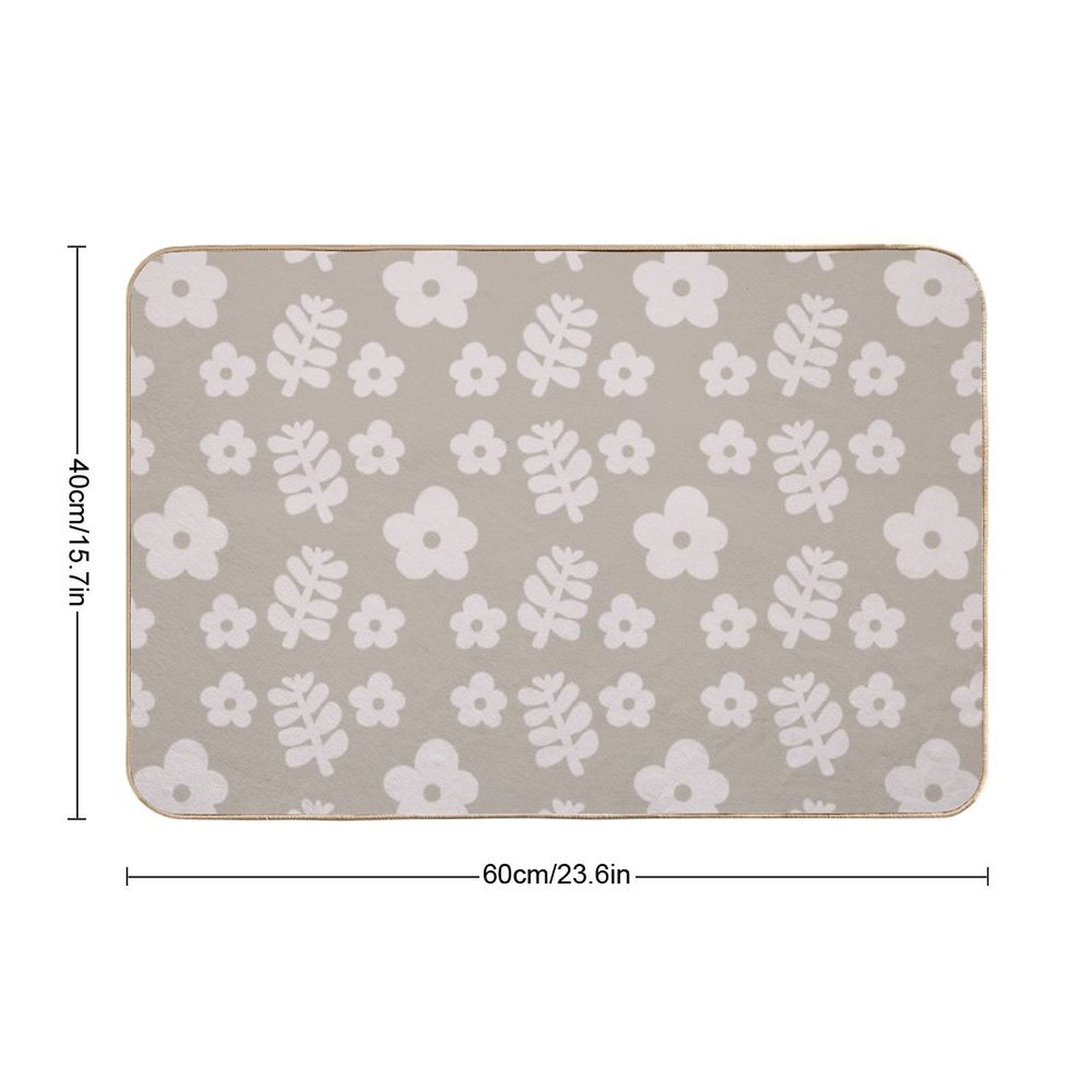 Mid Century Modern Flowers & Leaves, Cute Retro Pattern, Light Taupe  High-Traffic Bath Mat
