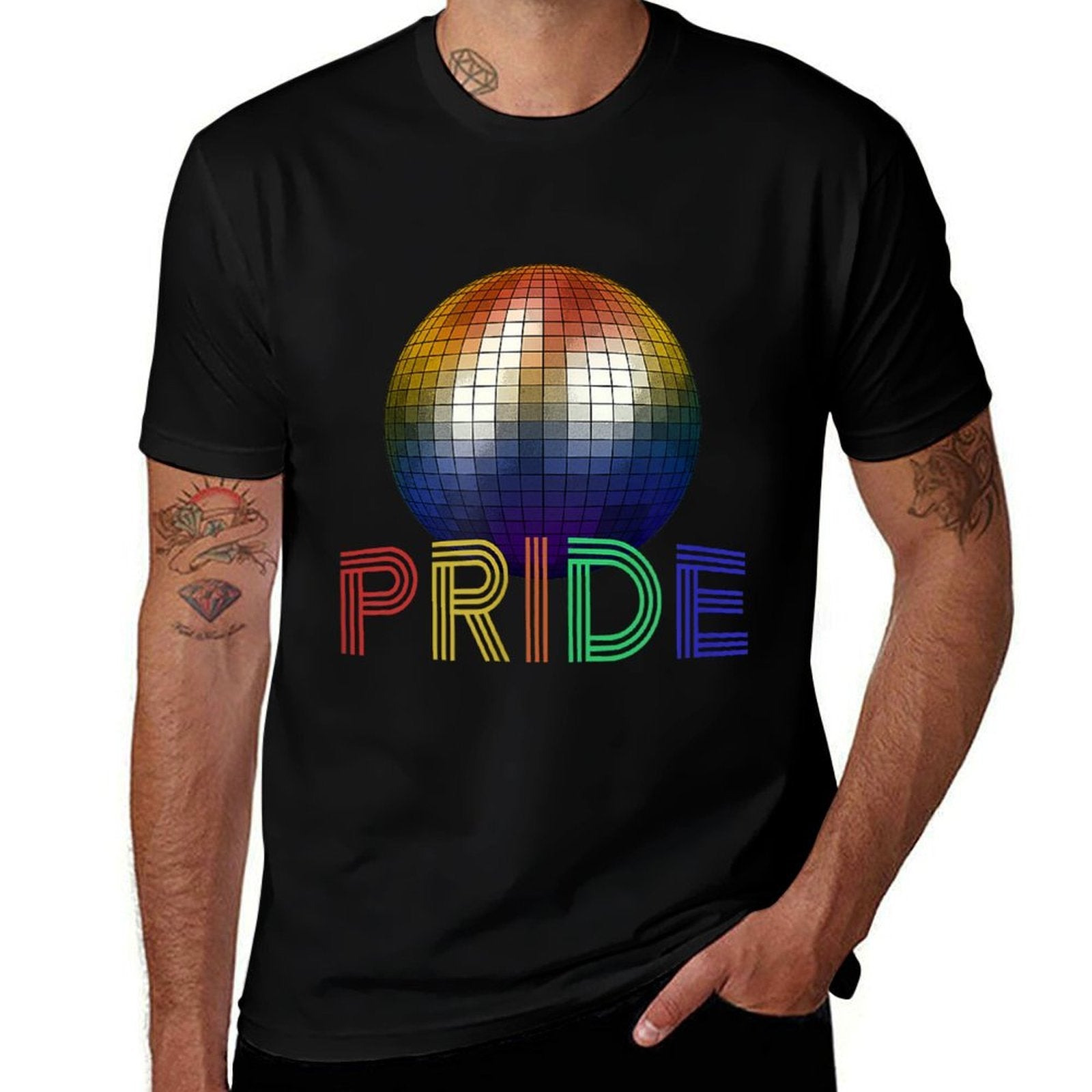 Gay LGBT Pride Retro 1970s Disco Ball  High-quality Stitching T-Shirt