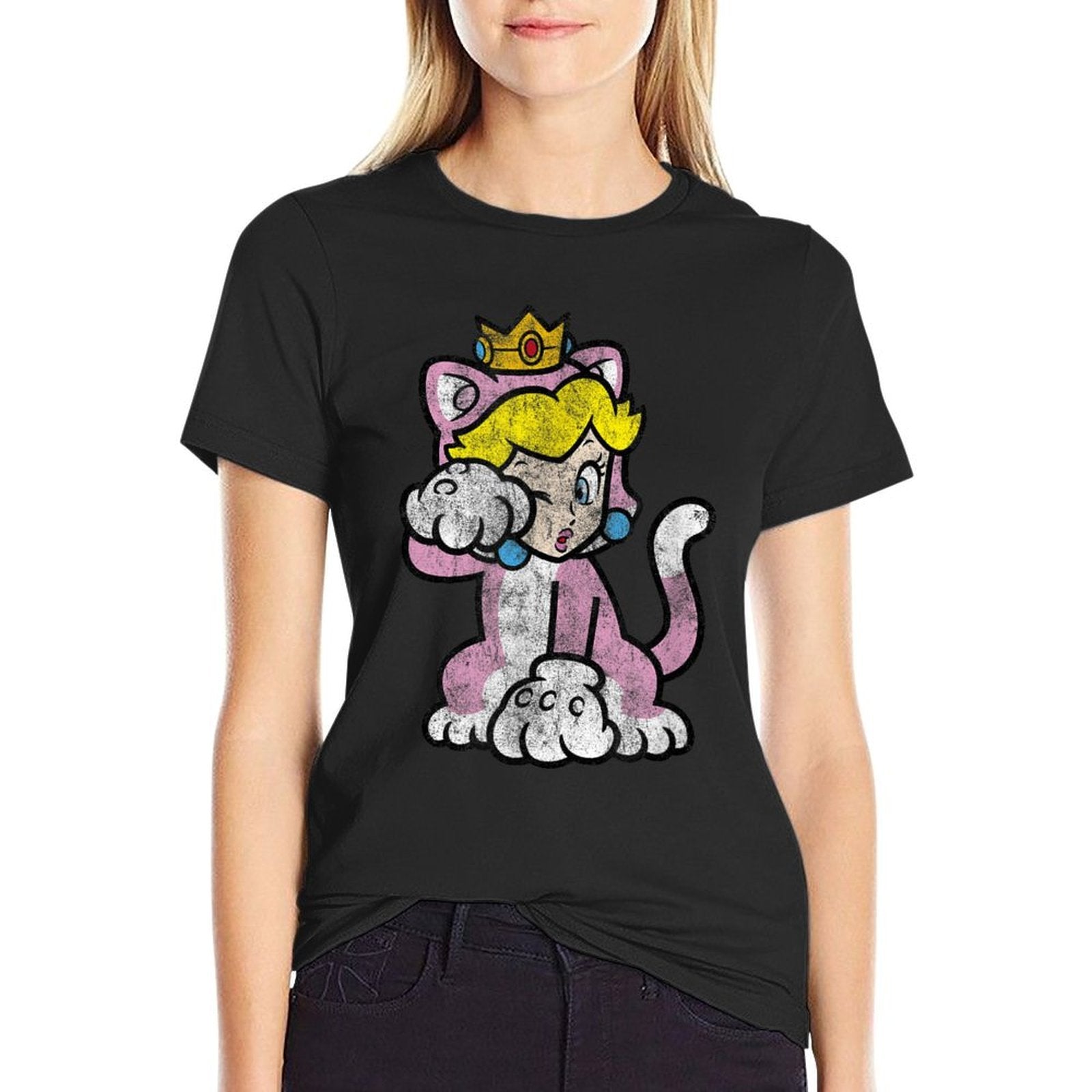Super Mario 3D Bowser's Fury Princess Peach Cat Portrait Comfortable T-Shirt