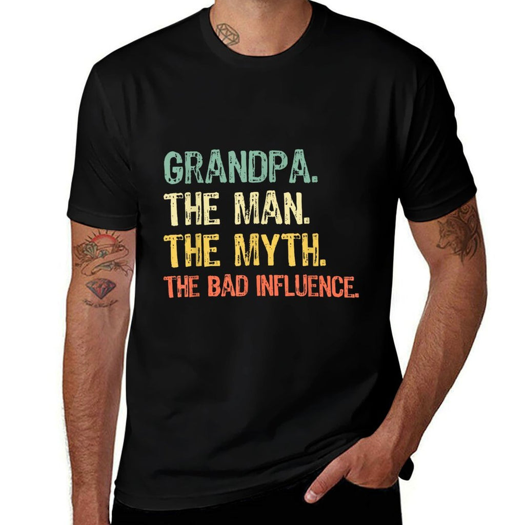 Grandpa The Man The Myth The Bad Influence Funny Retro  Eco-friendly Material T-Shirt