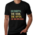 Grandpa The Man The Myth The Bad Influence Funny Retro  Eco-friendly Material T-Shirt
