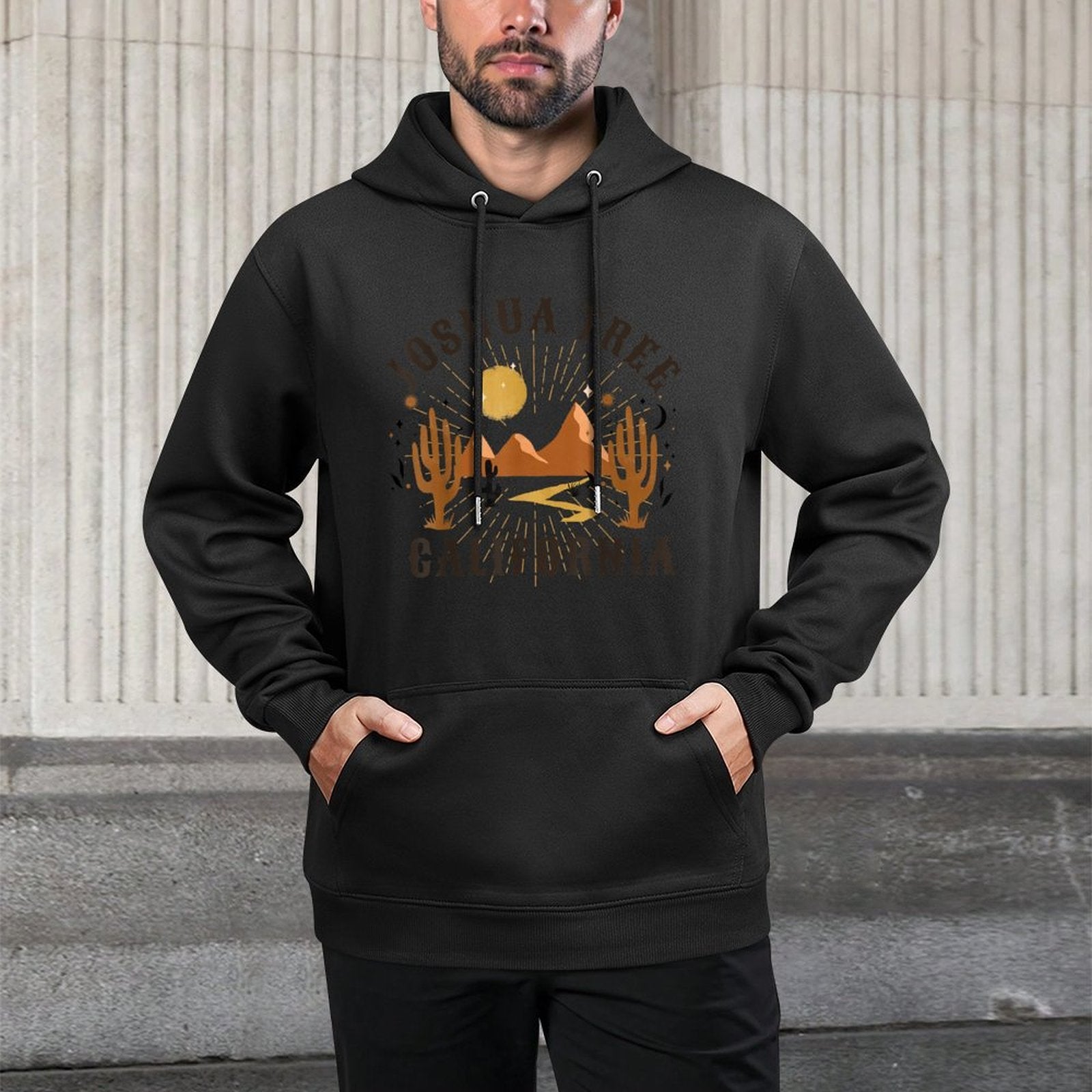 Celestial Boho Desert Landscape Joshua Tree California Medium-Weight Fabric Hoodie