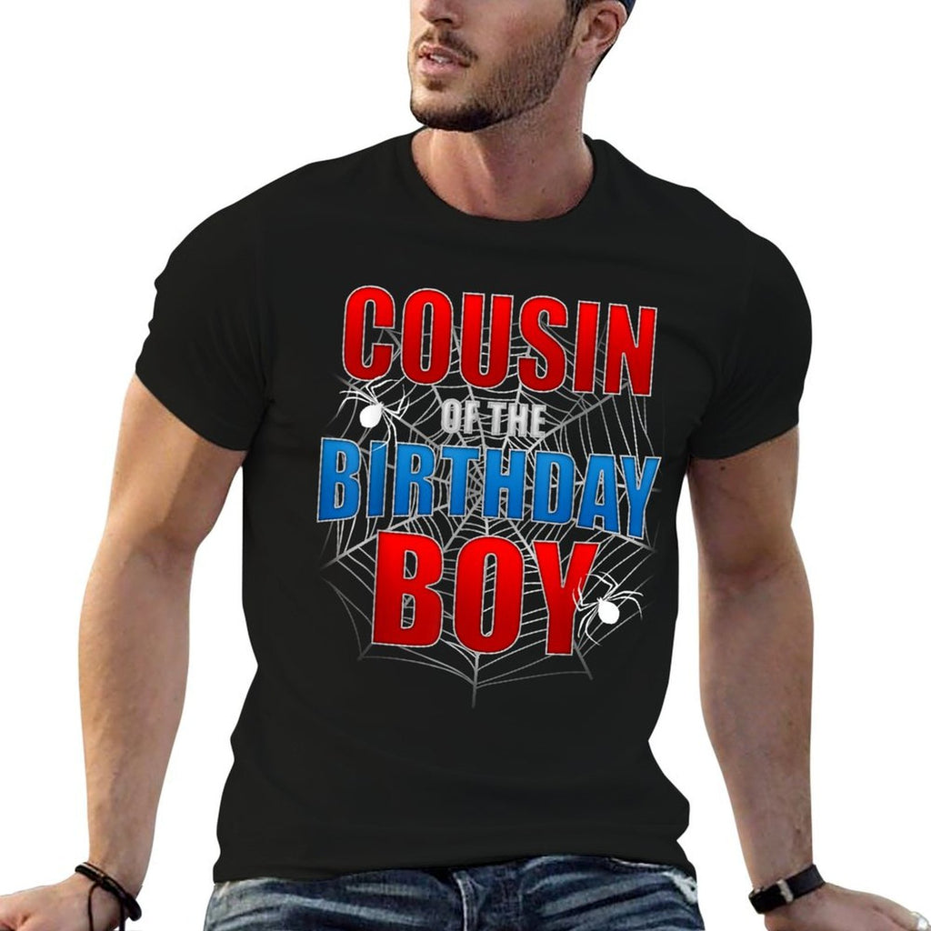 COUSIN Of The Birthday Boy Costume Spider Web Spider Lover  Polyester Blend T-Shirt