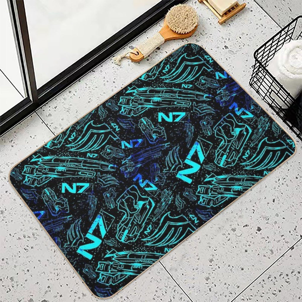 Paragon Shepard Pattern  Effect Mass Gaming Gamer Sci-Fi  Easy To Clean Bath Mat
