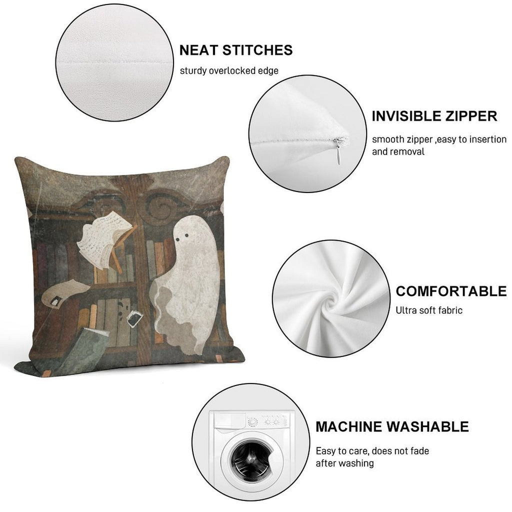 There's A Poltergeist in The Library Again... Soft Fade-Resistant Throw Pillow