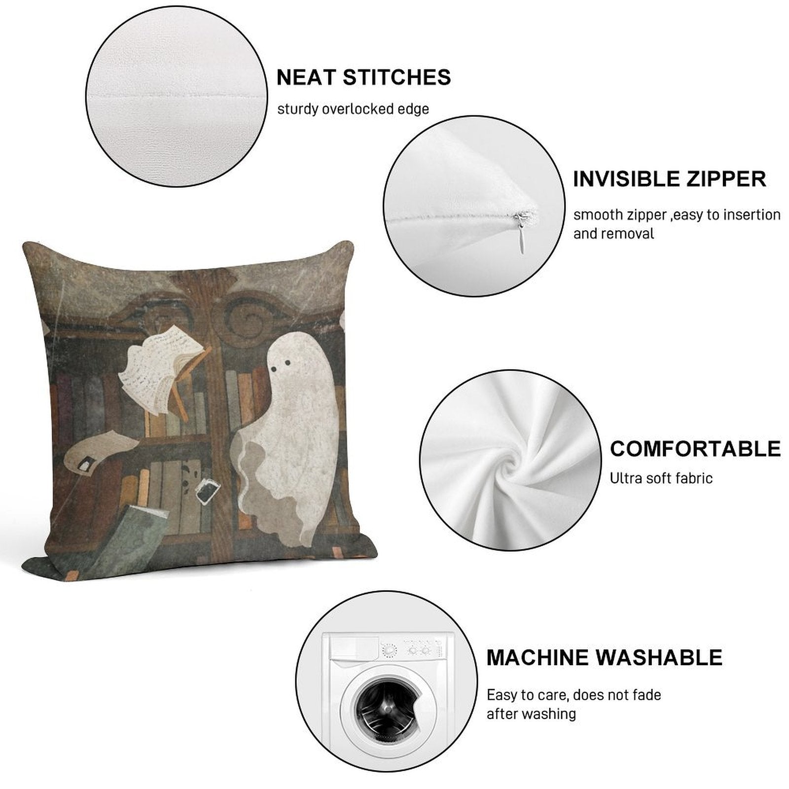 There's A Poltergeist in The Library Again... Soft Fade-Resistant Throw Pillow