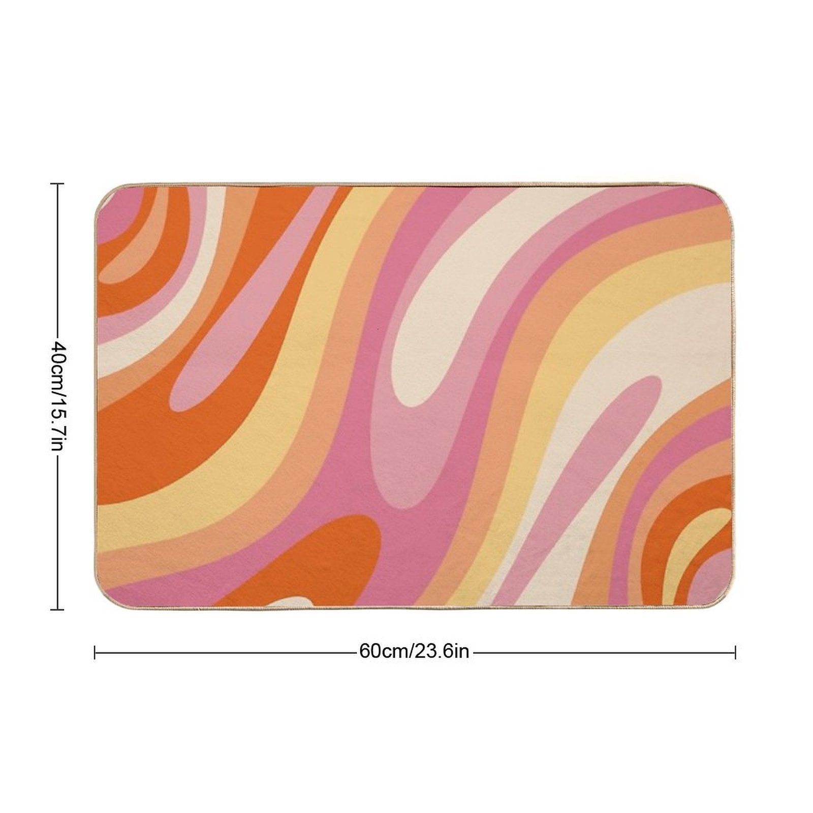 Wavy Loops Retro Abstract Pattern in Retro Orange Yellow Thulian Pink Cream  Slip-Resistant Bath Mat