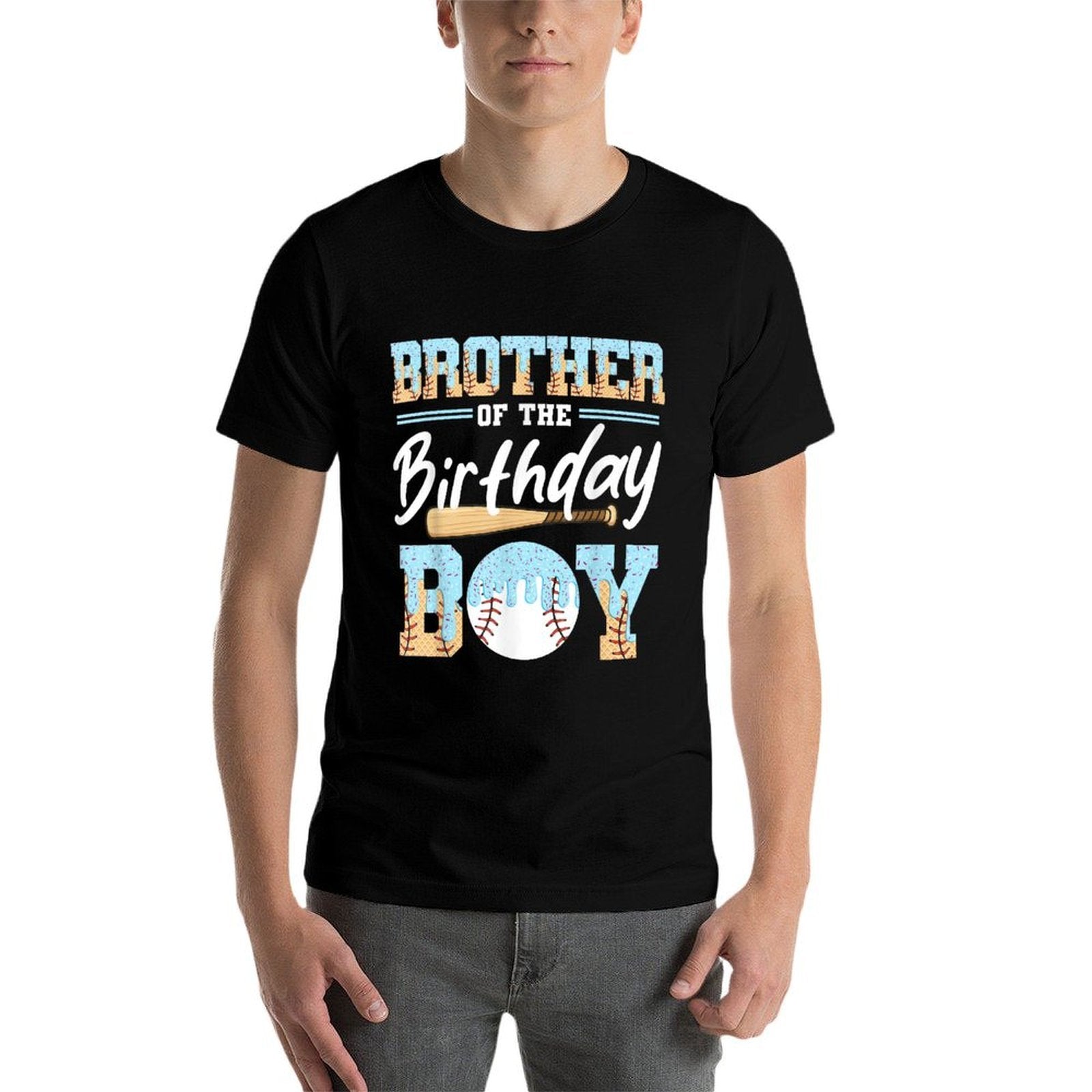 Baseball Ice Cream Drip Brother Of The Birthday Boy Baseball  Trendy Pattern T-Shirt