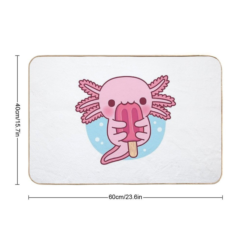 Cute Axolotl Eating Popsicle Ice Cream  Multi-Purpose Bath Mat