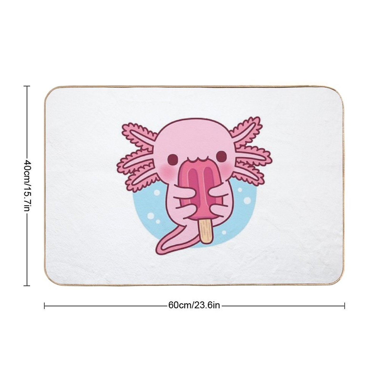 Cute Axolotl Eating Popsicle Ice Cream  Multi-Purpose Bath Mat