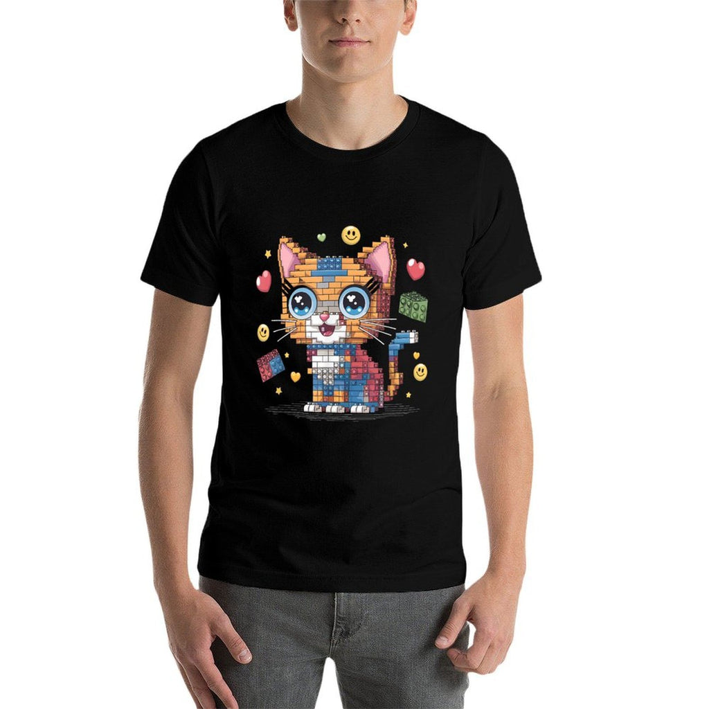 Kids Girls Master Builder Building Bricks Block Cute Cat  Moisture-wicking T-Shirt