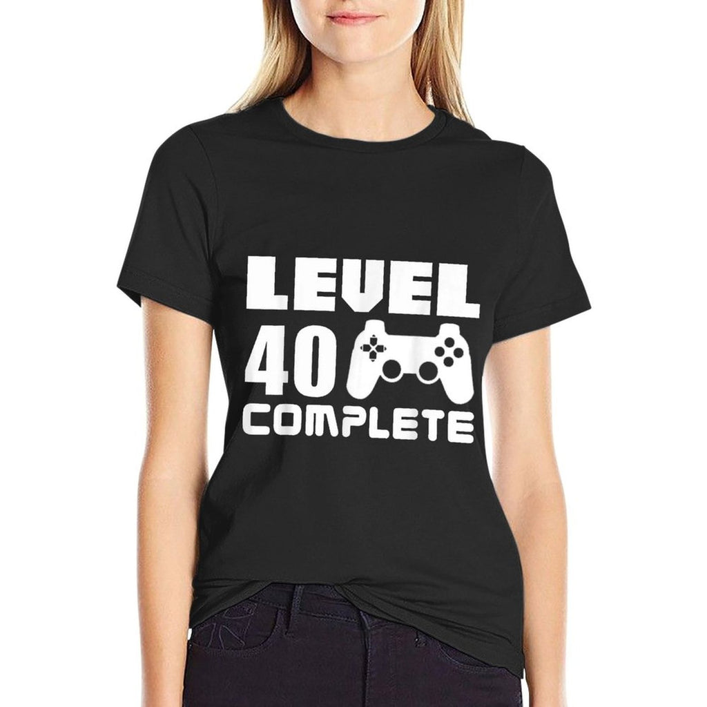 40th Birthday T Level 40 Complete Funny Video Gamer  High-quality Stitching T-Shirt