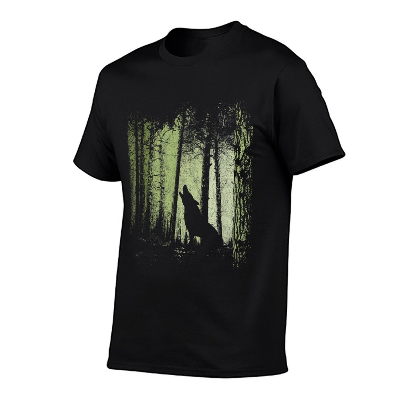 Twilight Forest Romantic Howling Wolf Silhouette Comfortable T-Shirt
