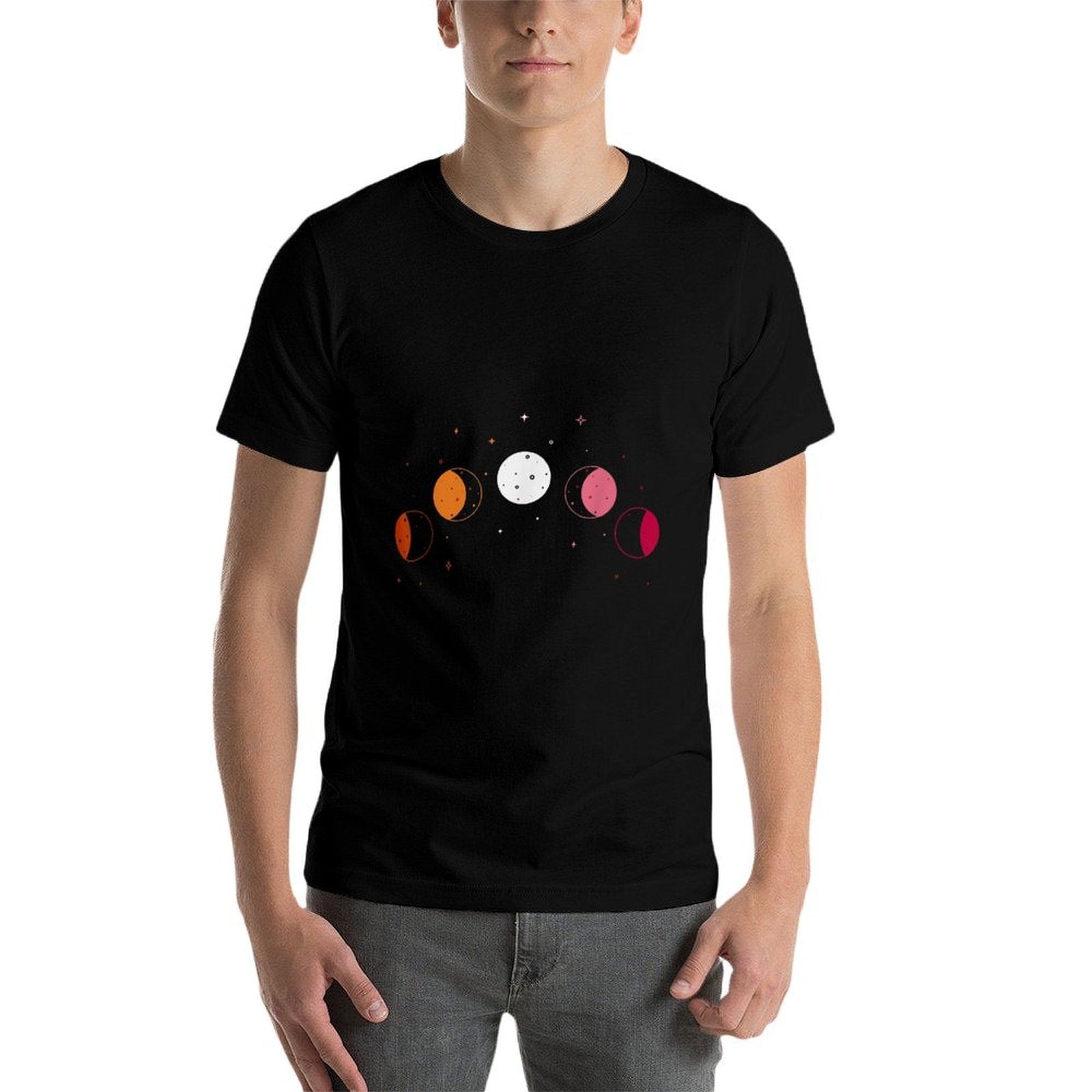 Moon Phases Subtle Lesbian Pride  Summer-ready Fabric T-Shirt