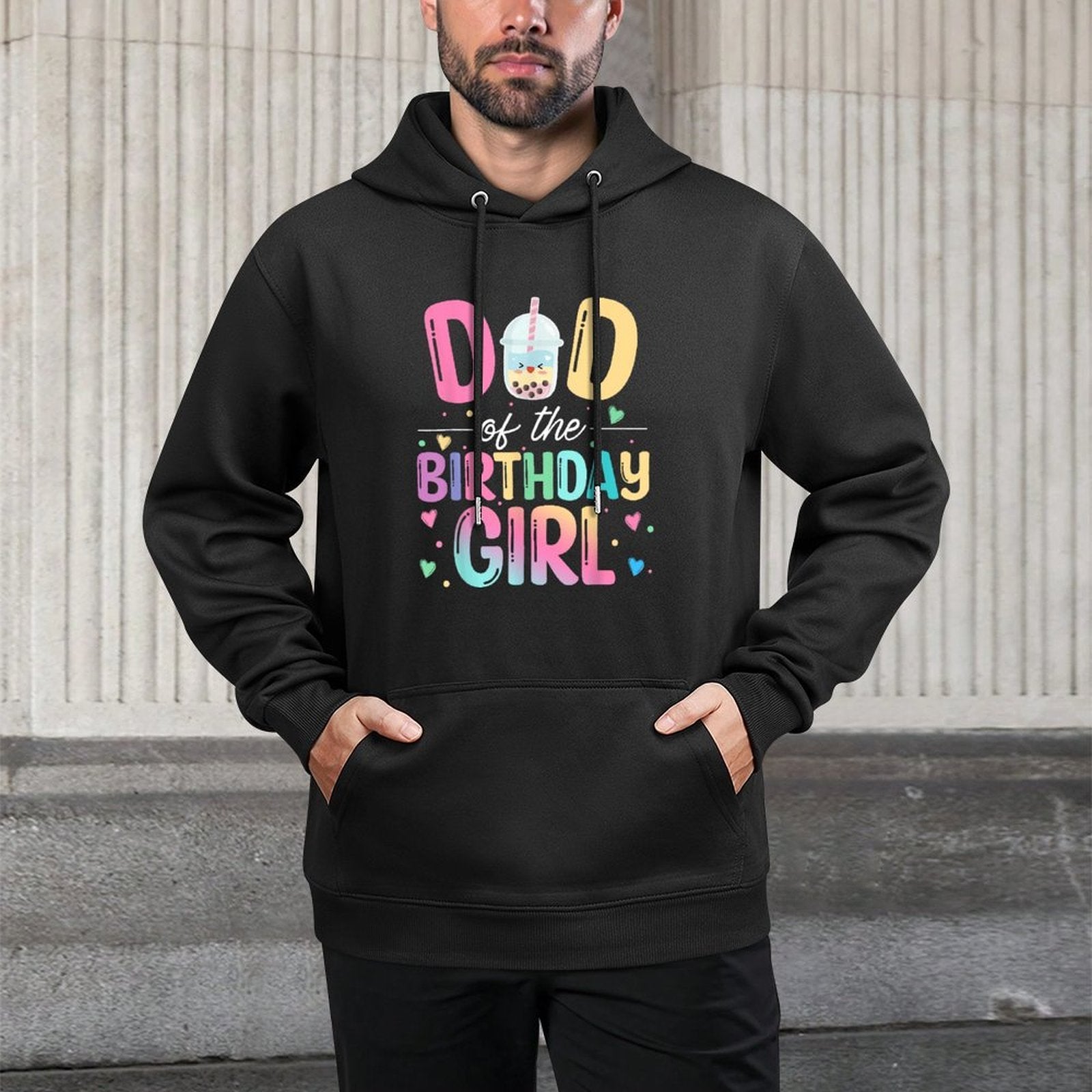 Dad Of The Birthday Girl Bubble Boba Tea Party Family Durable Construction Hoodie