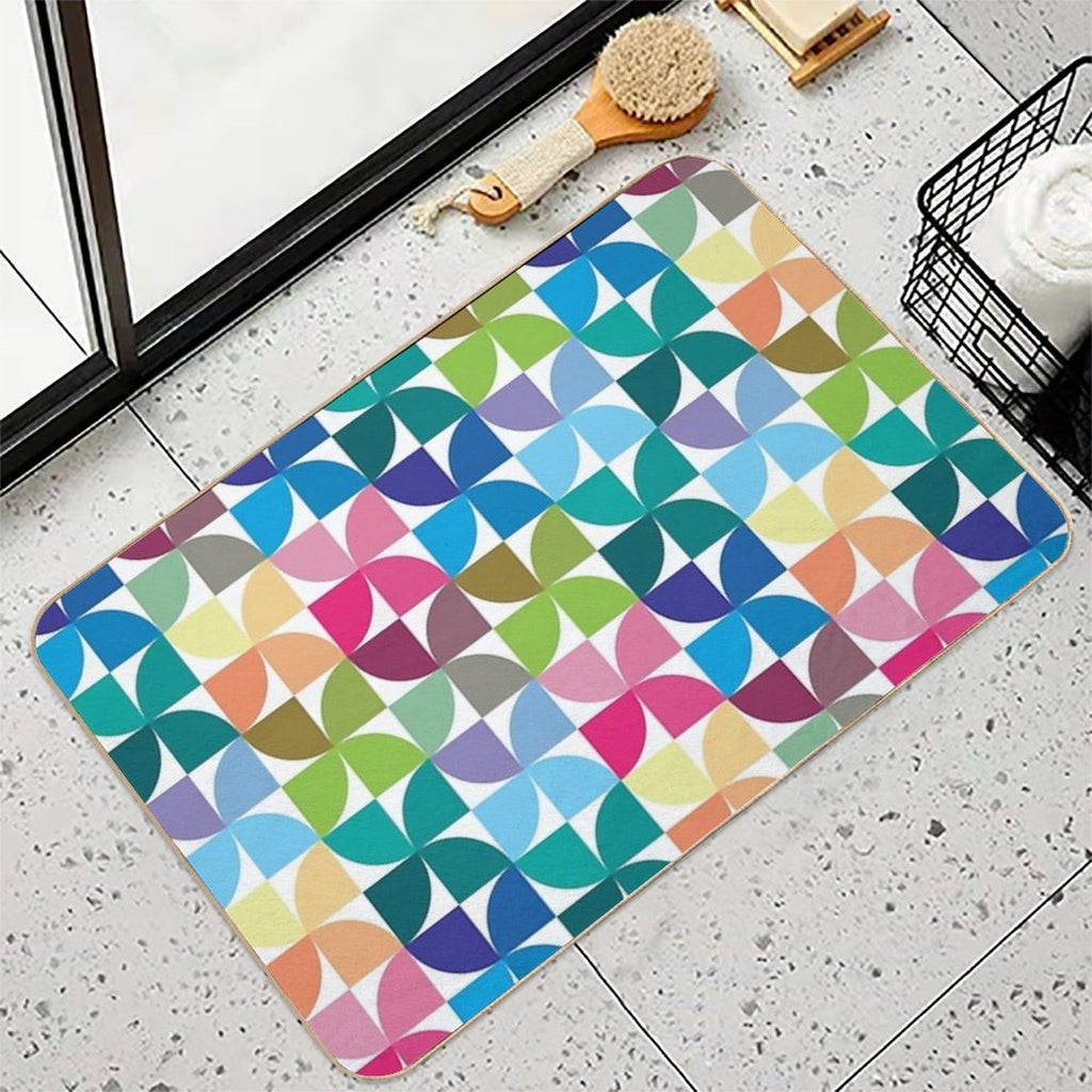 Geometric Pattern #1 (colorful Quarter Circles)  Repositionable Bath Mat
