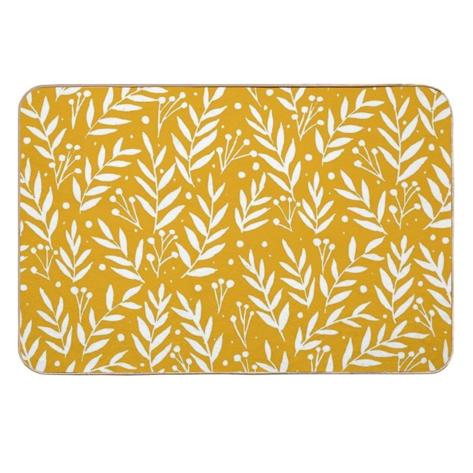 Cute Branches - Yellow Ochre  Pet-Safe Bath Mat