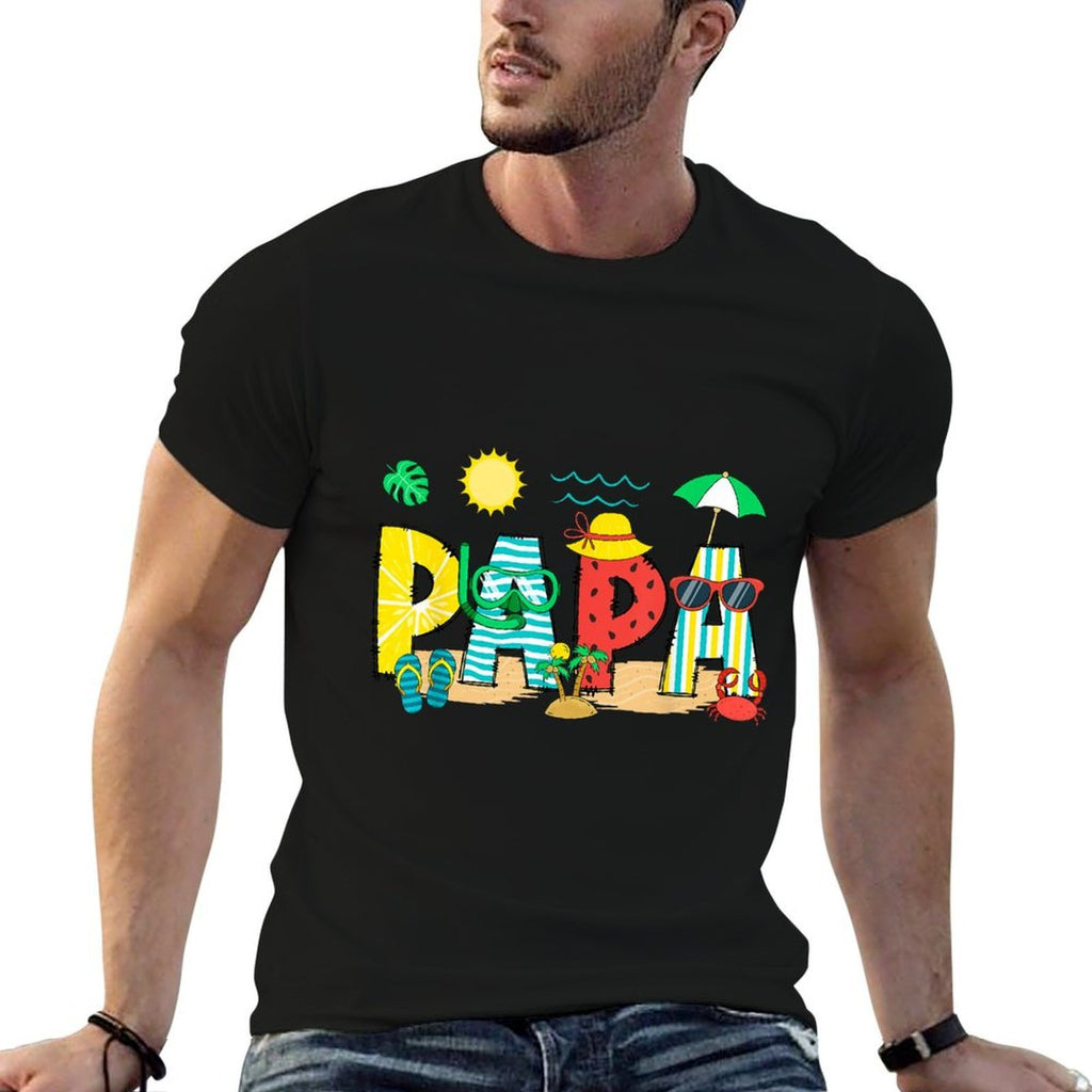 Papa Summer Vacation Beach Family Trip Matching  Oversized Silhouette T-Shirt