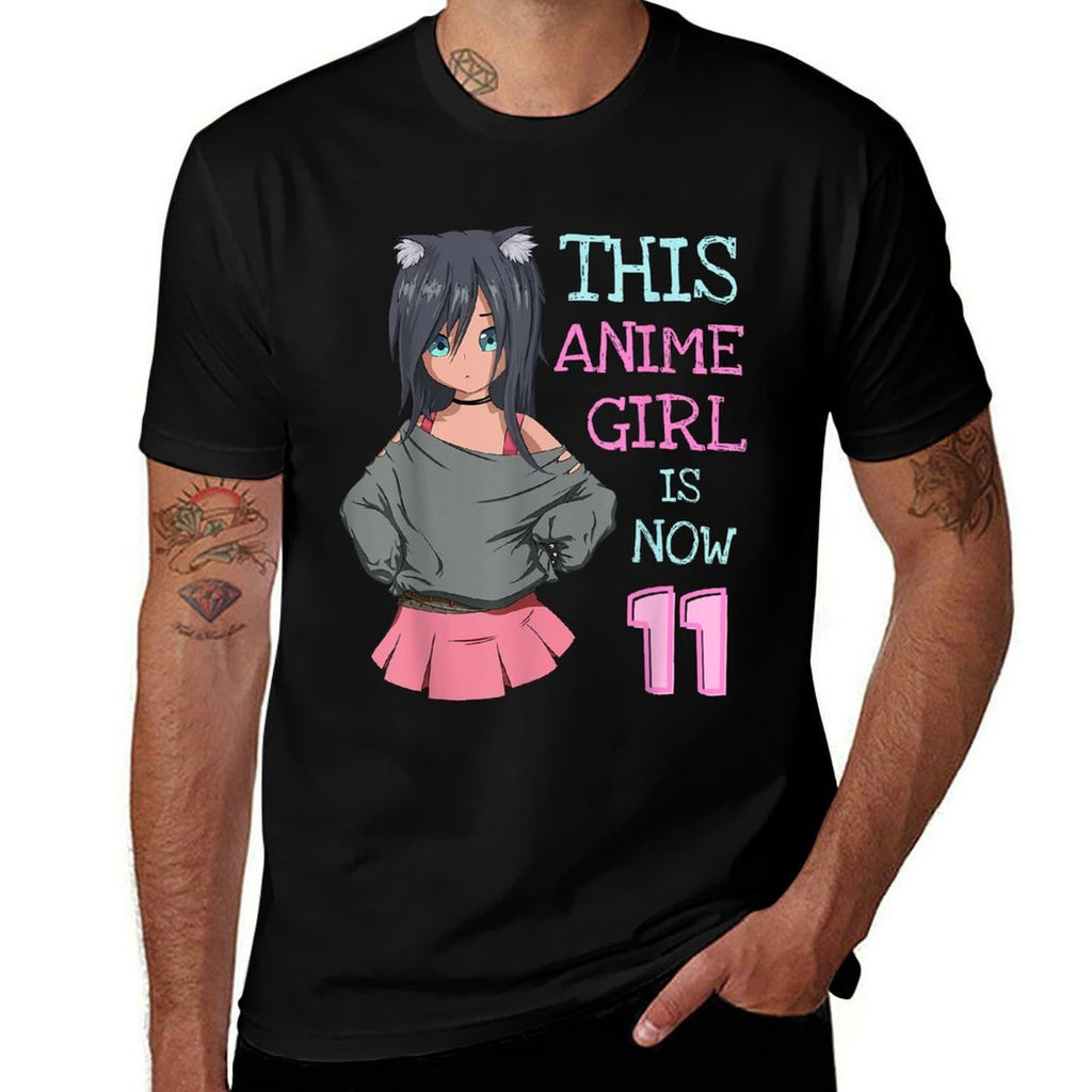 This Anime Girl Is Now 11 Years Old Birthday Girl Kawaii  Heathered Texture T-Shirt