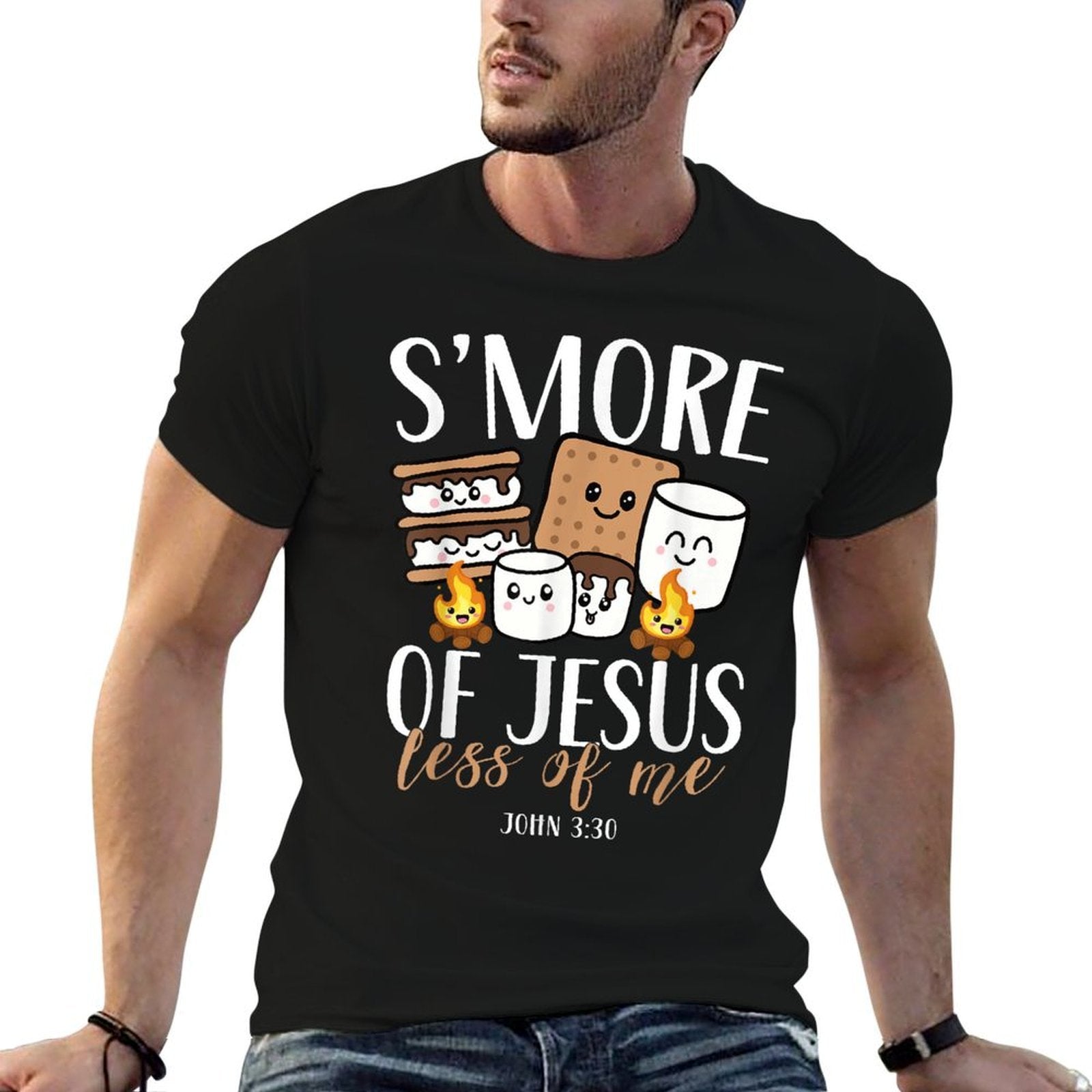 Smore Of Jesus Less Of Me Christian Camper Camping Lover  Cotton T-Shirt