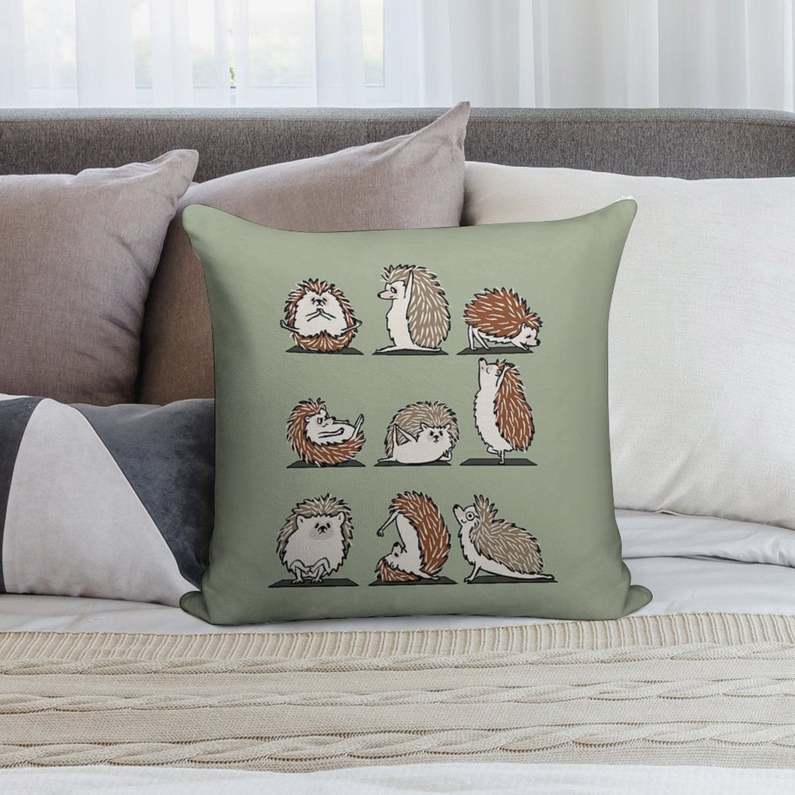 Hedgehog Yoga Soft Multiple Sizes Throw Pillow