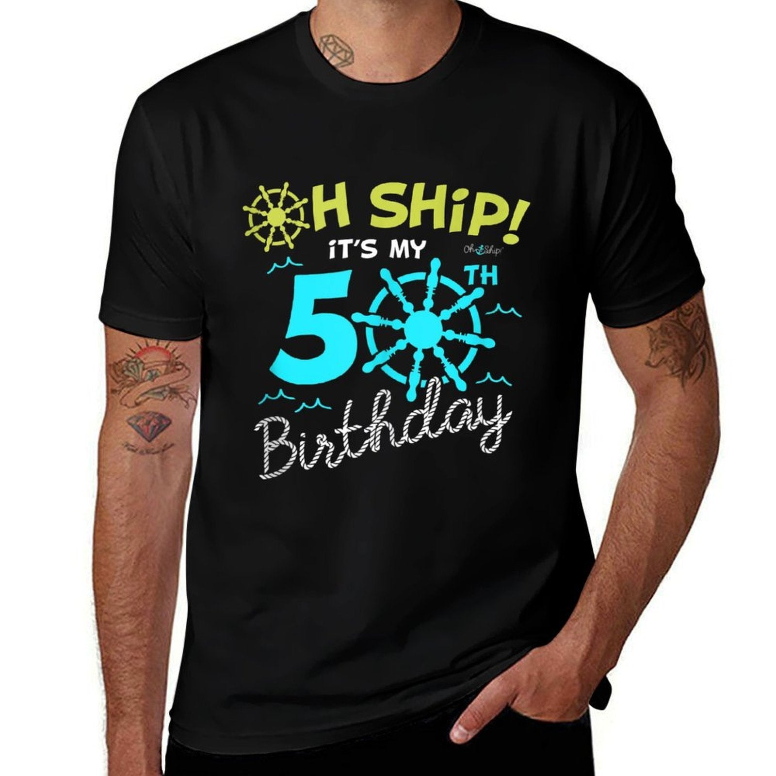 Oh Ship It's My 50th Birthday - I'm 50 Birthday Cruise  Tagless Design T-Shirt