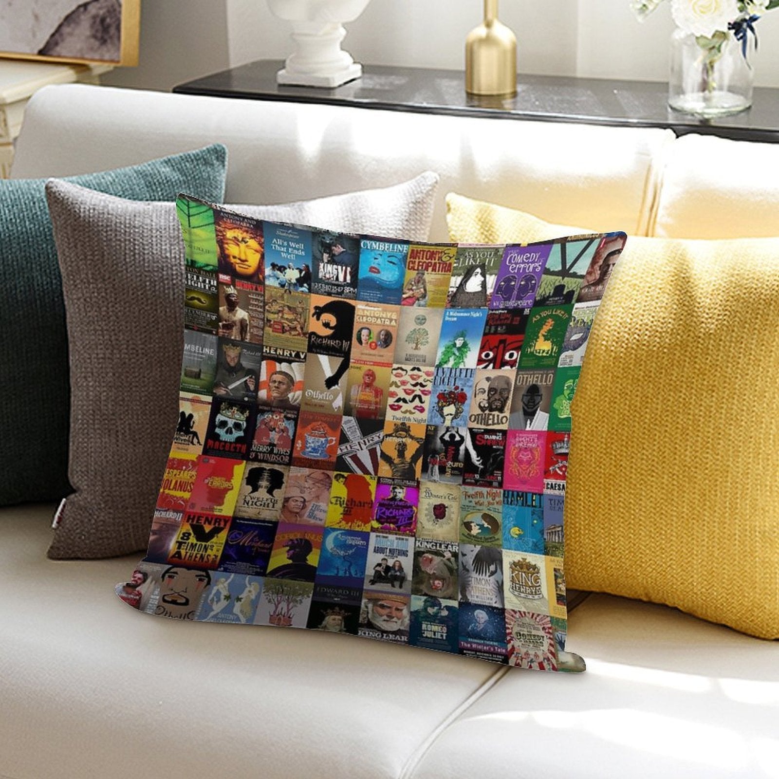 Shakespeare Plays Soft Short Plush Fabric Throw Pillow