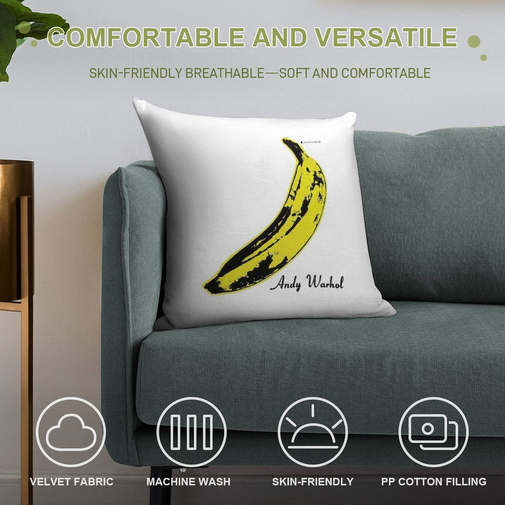 Andy Warhol Banana Velvet Underground Peel Slowly And See Soft Hidden Zipper Throw Pillow