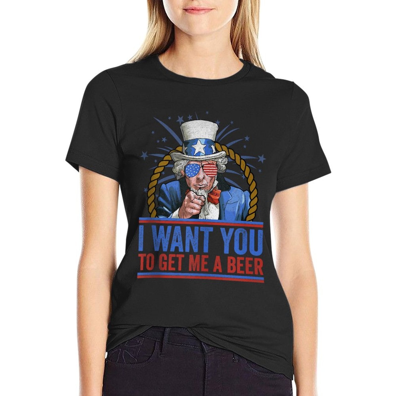 I Want You To Get Me A Beer - Funny Uncle Sam 4th of July  Vintage-inspired T-Shirt