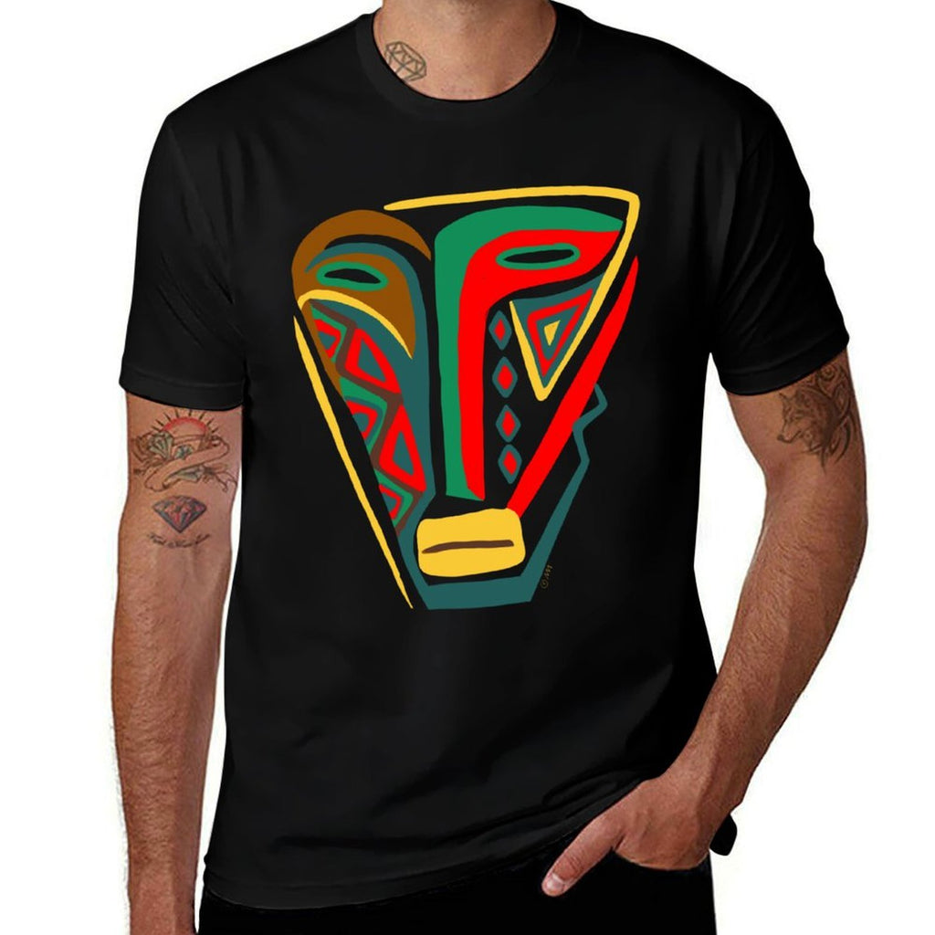 African Mask Outsider Art Abstract Graphic  Eco-friendly Material T-Shirt