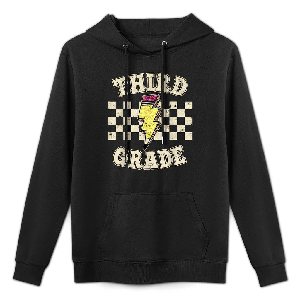 Retro Third Grade Teacher Lightning Bolt Pencil Teacher Kids Medium-Weight Fabric Hoodie