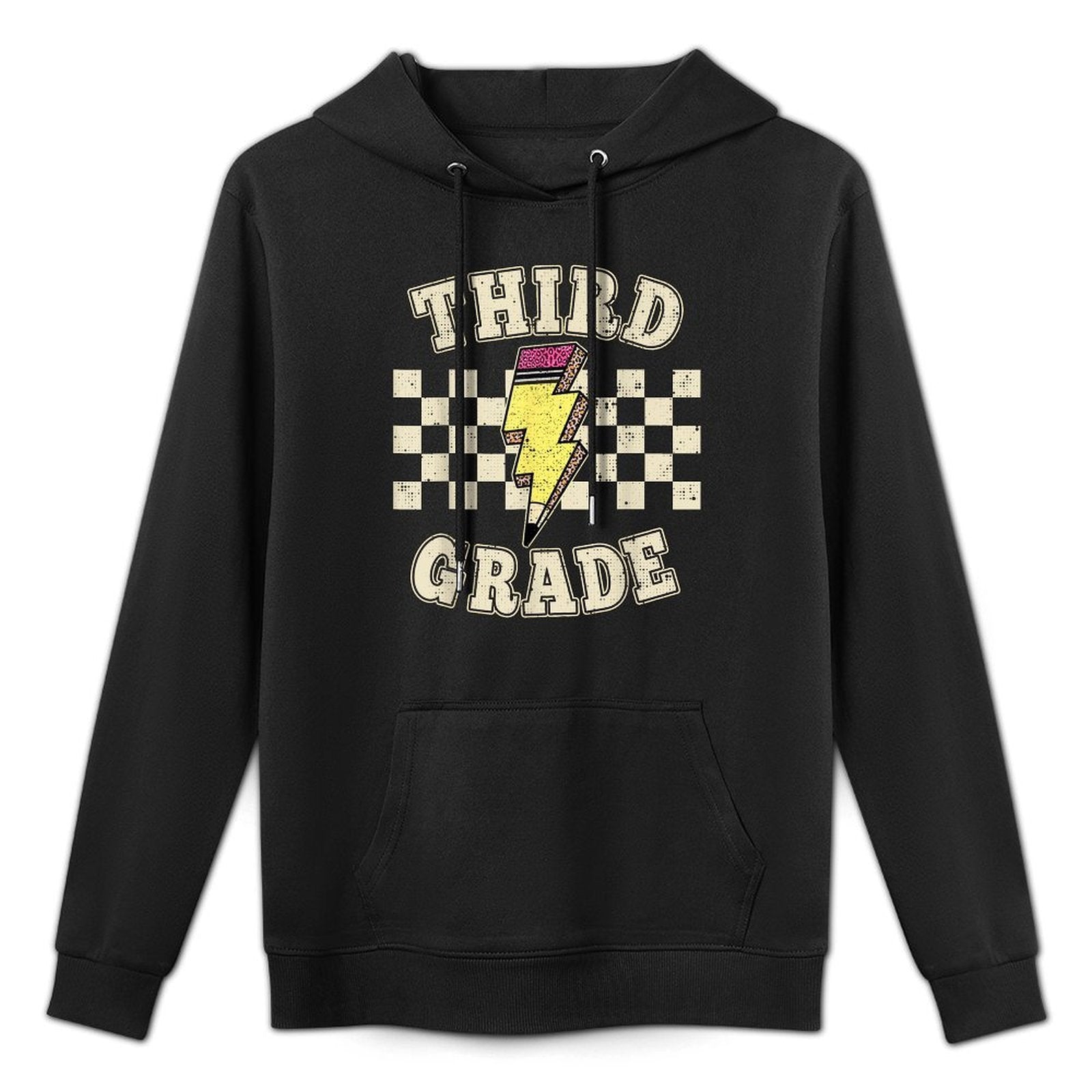 Retro Third Grade Teacher Lightning Bolt Pencil Teacher Kids Medium-Weight Fabric Hoodie