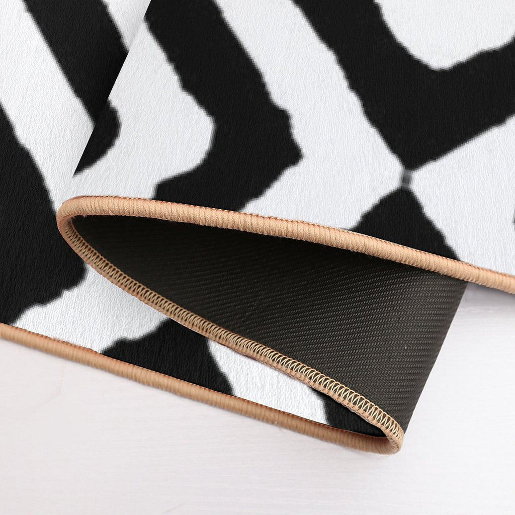 BLACK AND WHITE GEOMETRIC DIAMONDS PATTERN BY OZCUSHIONSTOO  Repositionable Bath Mat