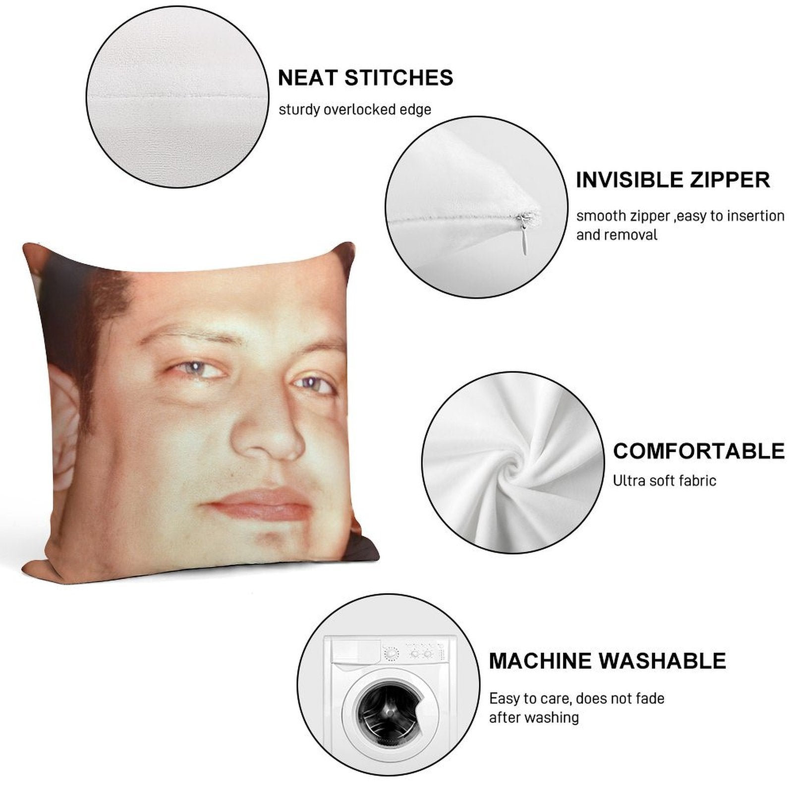 Sal's Face Soft Skin-Friendly Throw Pillow