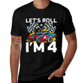 Kids I'm 4 Bday Race Car Party Cute 4th Birthday Boys Race Car  Polyester Blend T-Shirt