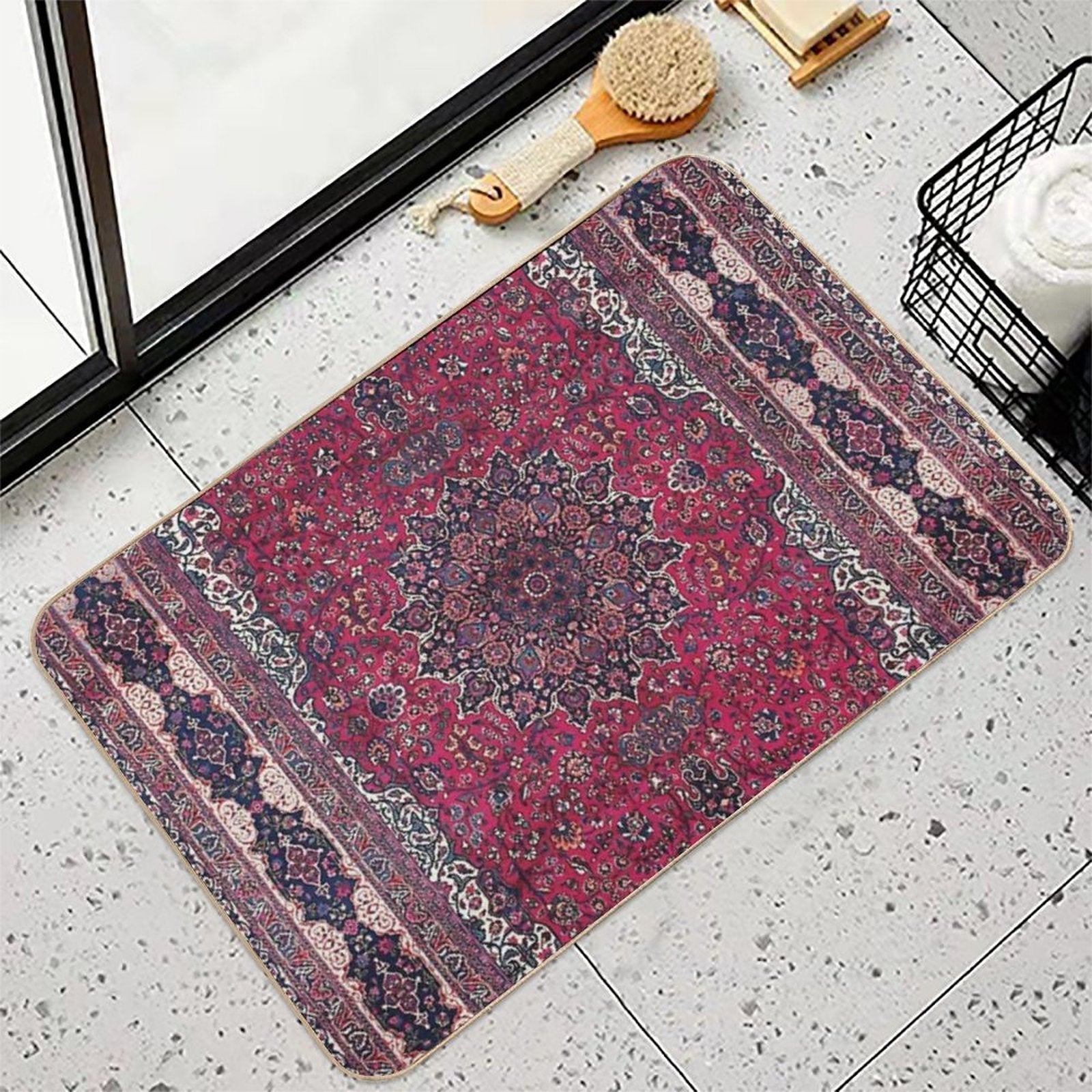Saber Meshed Persian Carpet Print  Long-Lasting Bath Mat