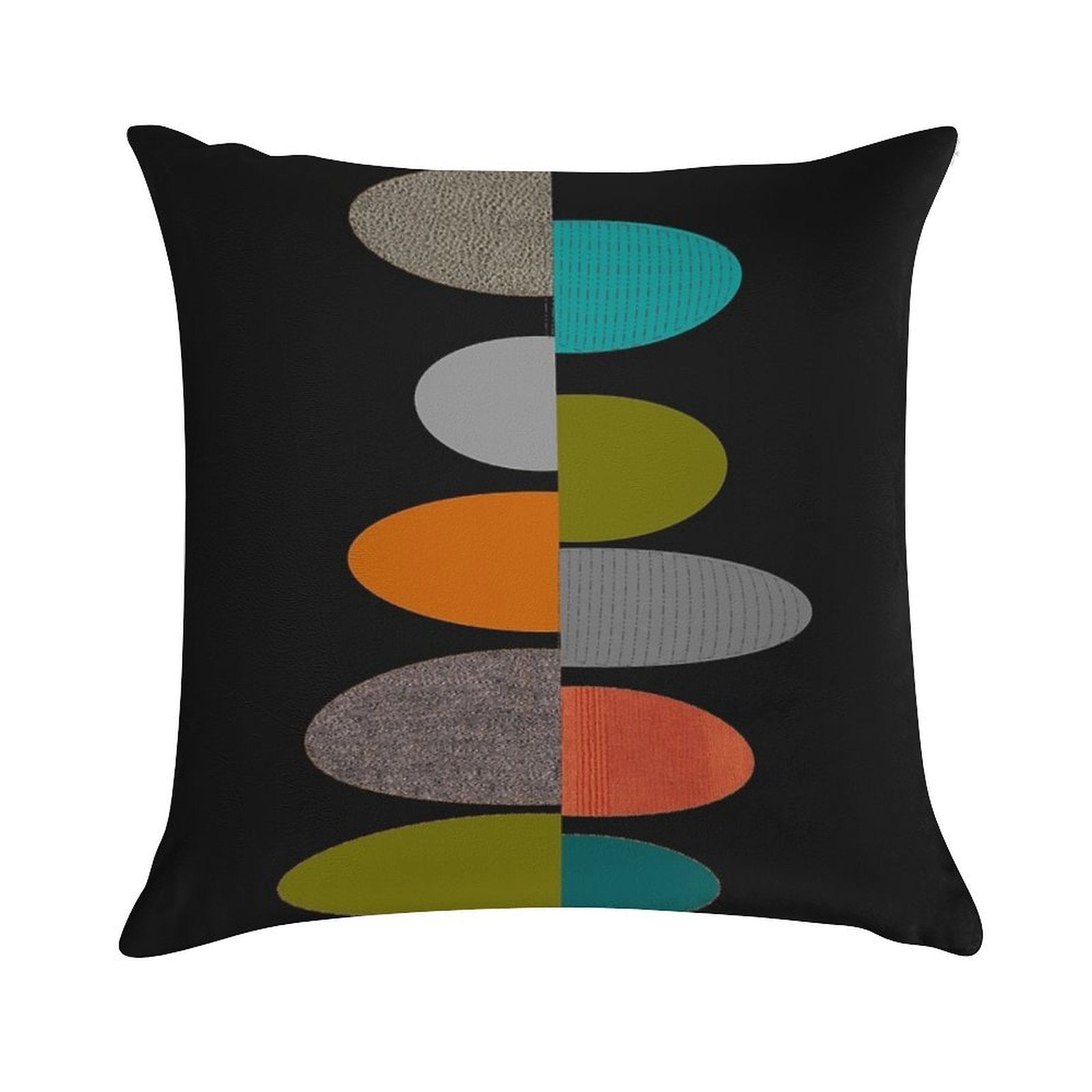 Mid-Century Modern Ovals Soft Short Plush Fabric Throw Pillow