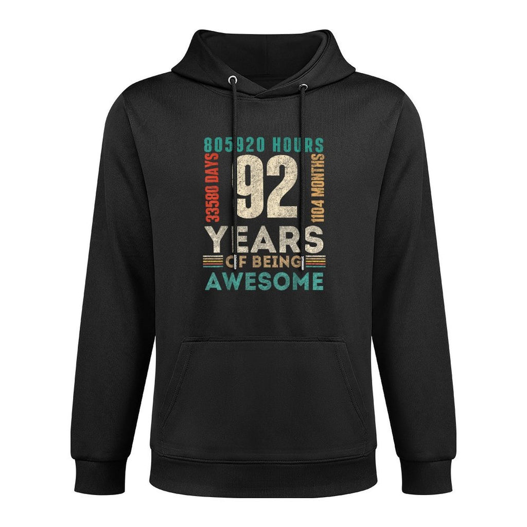92nd Birthday Hours Days Months 92 Years Old Bday Cotton-Polyester Blend Hoodie