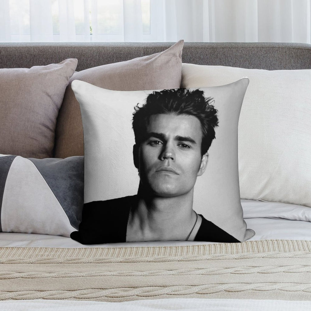 Paul Wesley Black And White Soft Skin-Friendly Throw Pillow