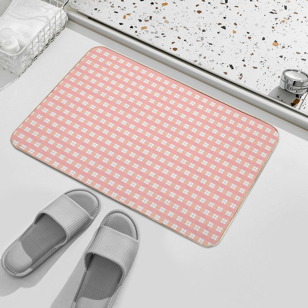 Cottage Plaid (peachy)  Anti-Trip Bath Mat