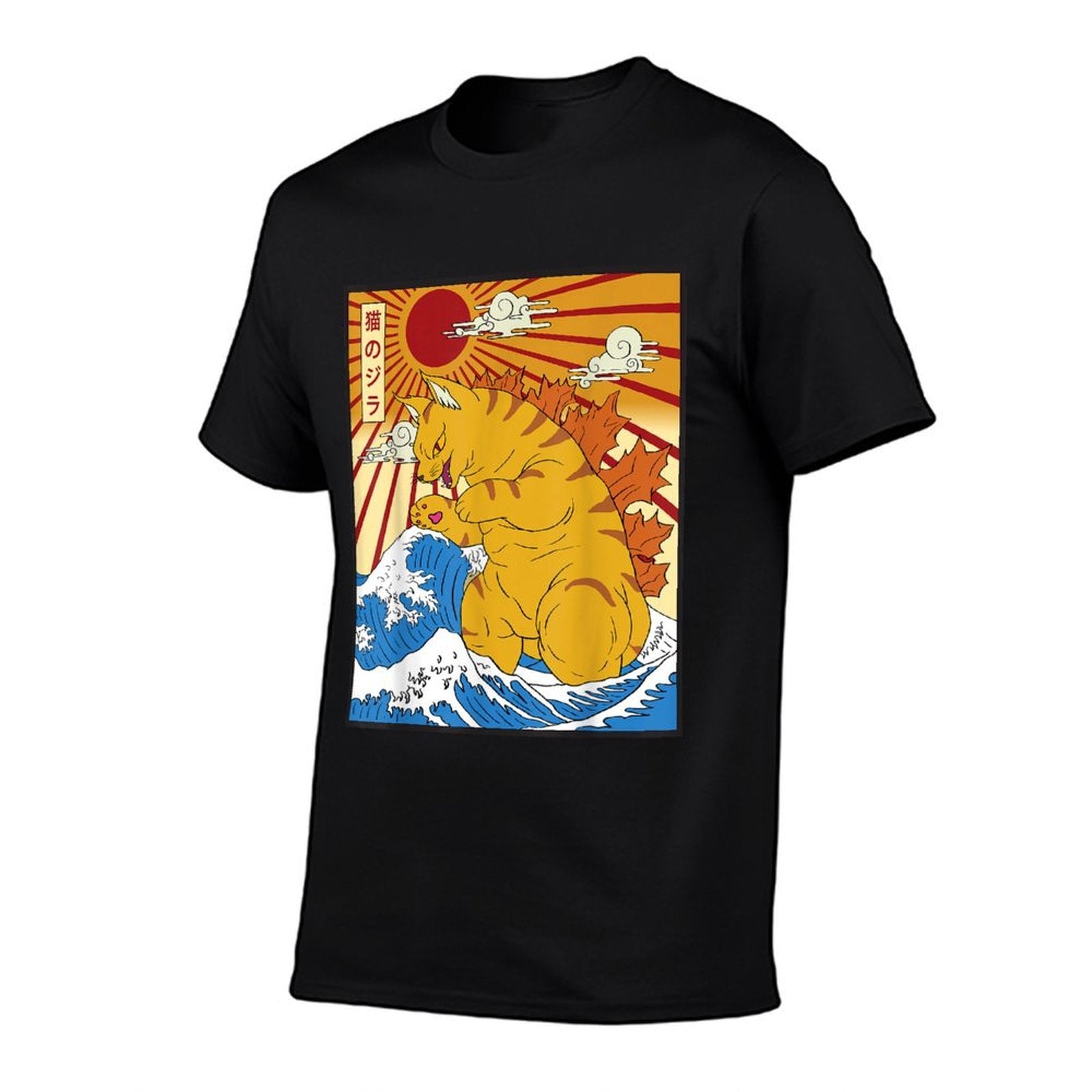 Catzilla Cat Japanese Anime Kawaii Funny Graphics Men  Eco-friendly Material T-Shirt